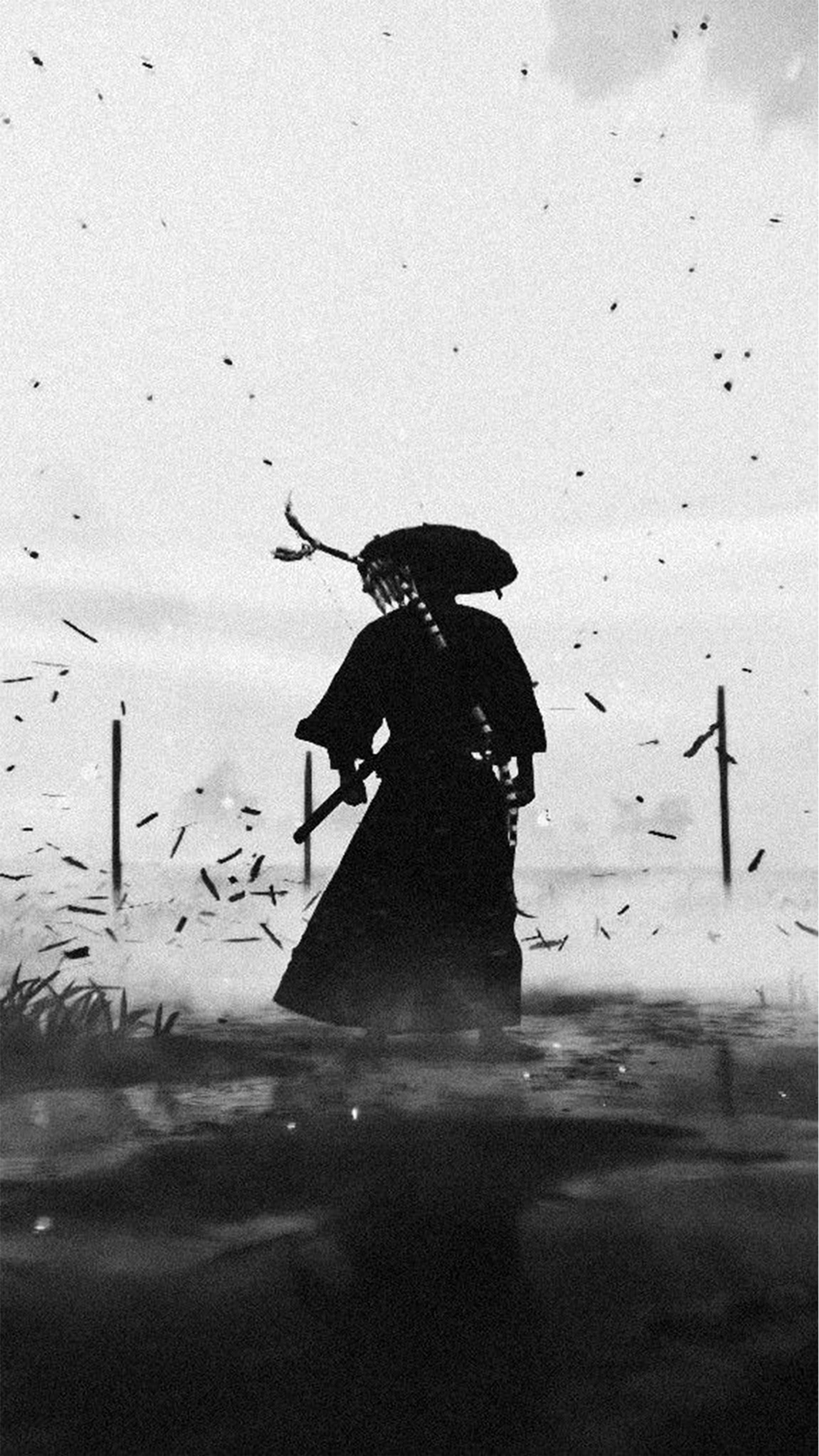 Samurai van agter Muurpapier