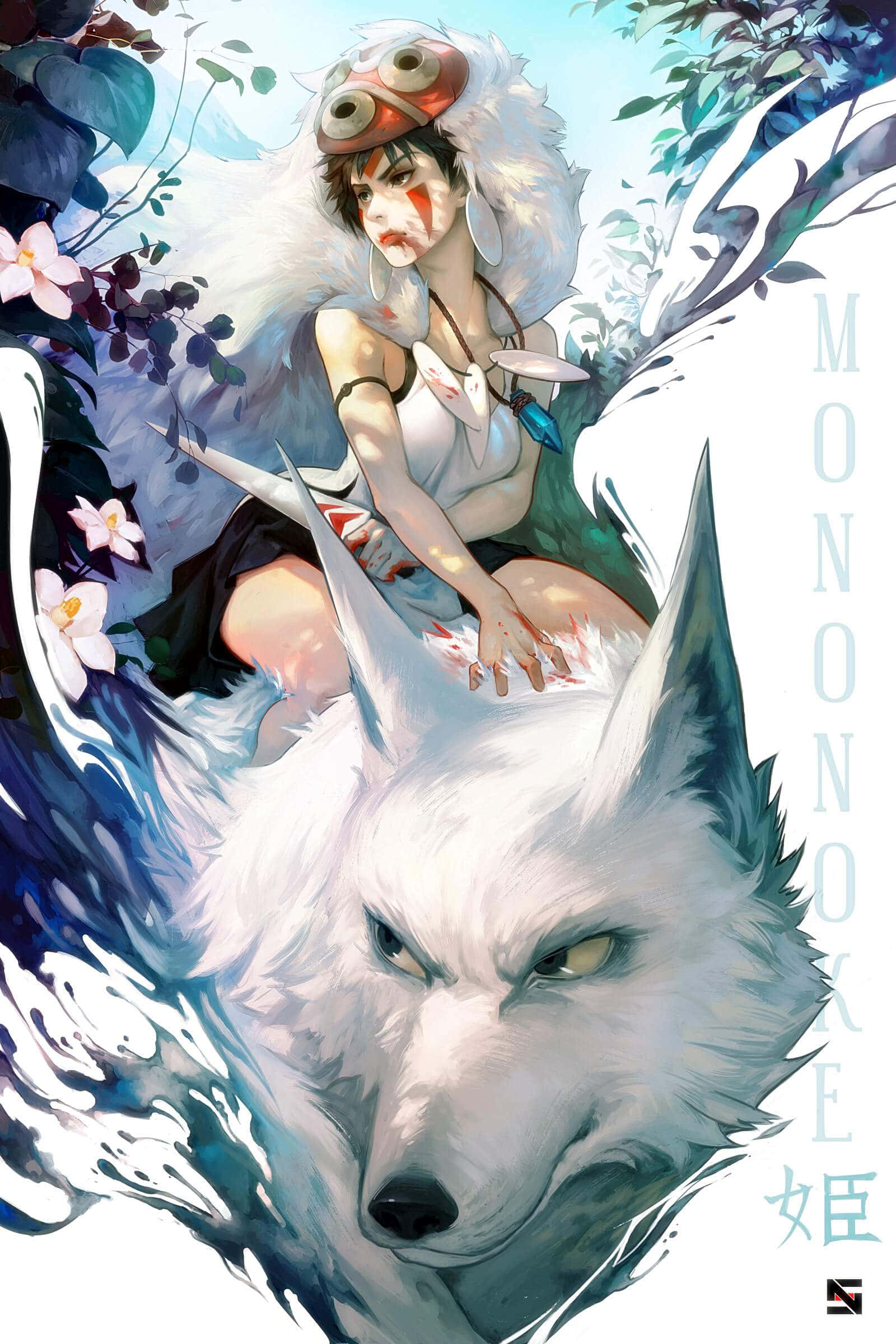San van Prinses Mononoke Muurpapier
