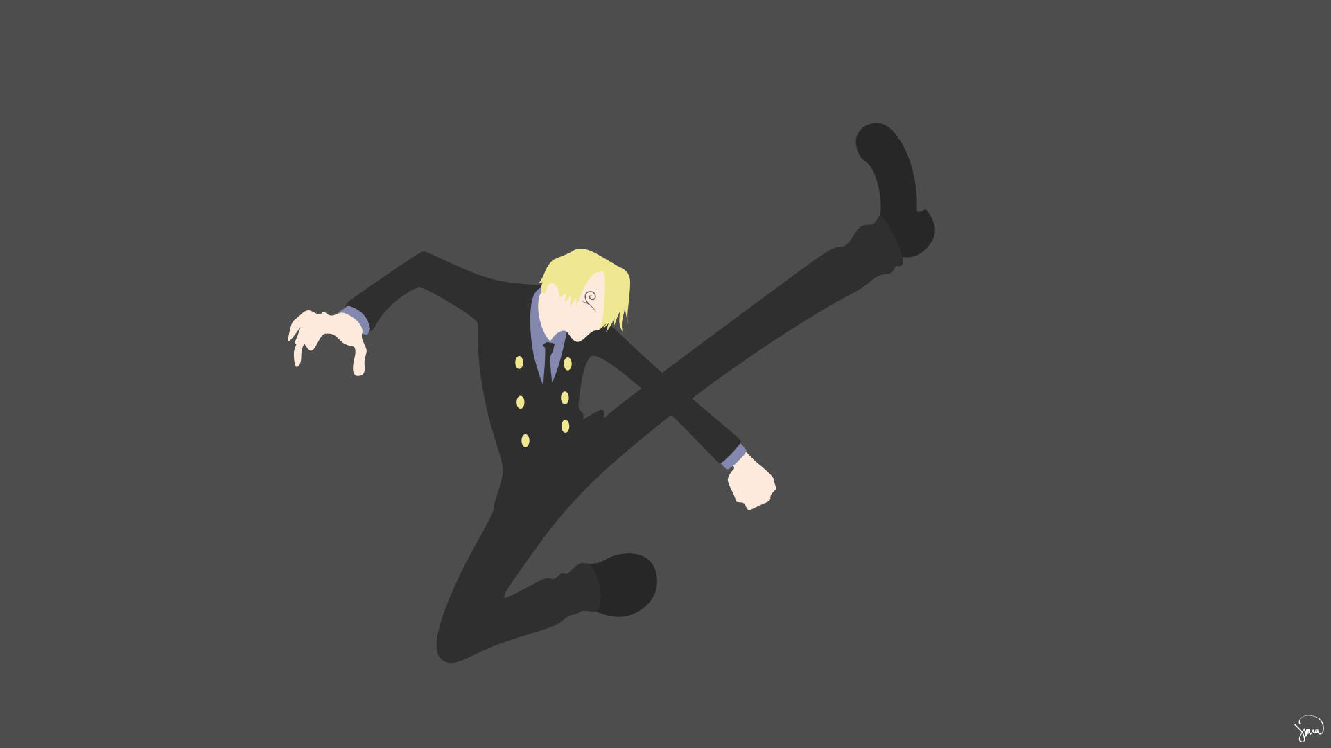 One Piece Minimalistiese Sanji Vinsmoke-agtergrond — Sanrio GIF Muurpapier