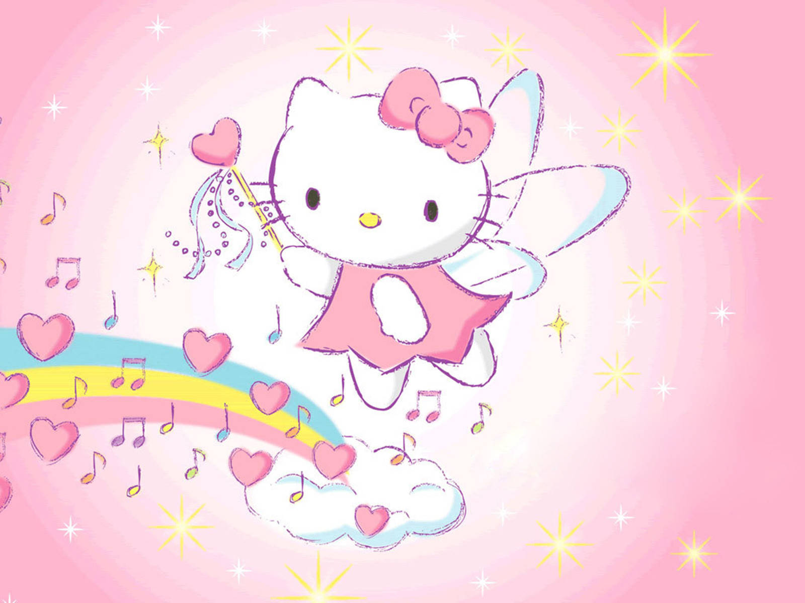 Sanrio-lessenaar Hello Kitty Musiekfeetjie Muurpapier