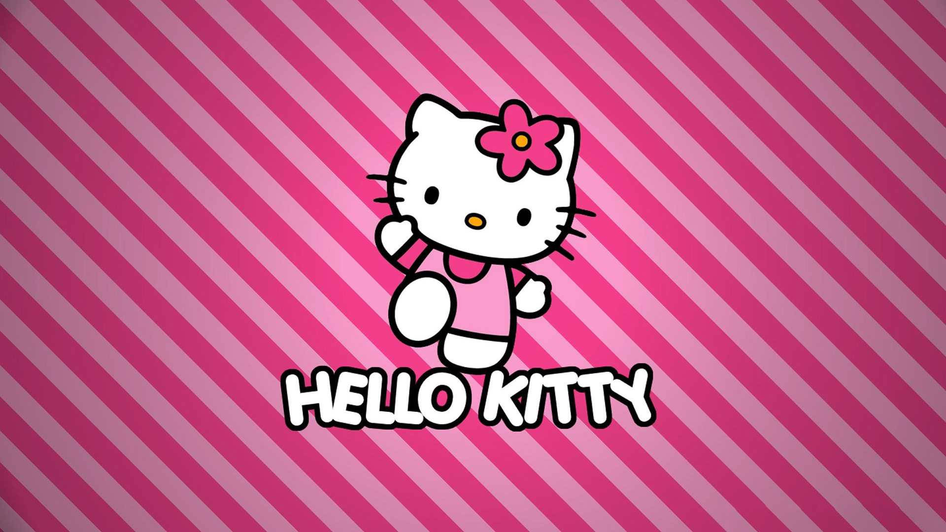Sanrio-rekenaar Hello Kitty Pienk-gestreepte Agtergrond Muurpapier