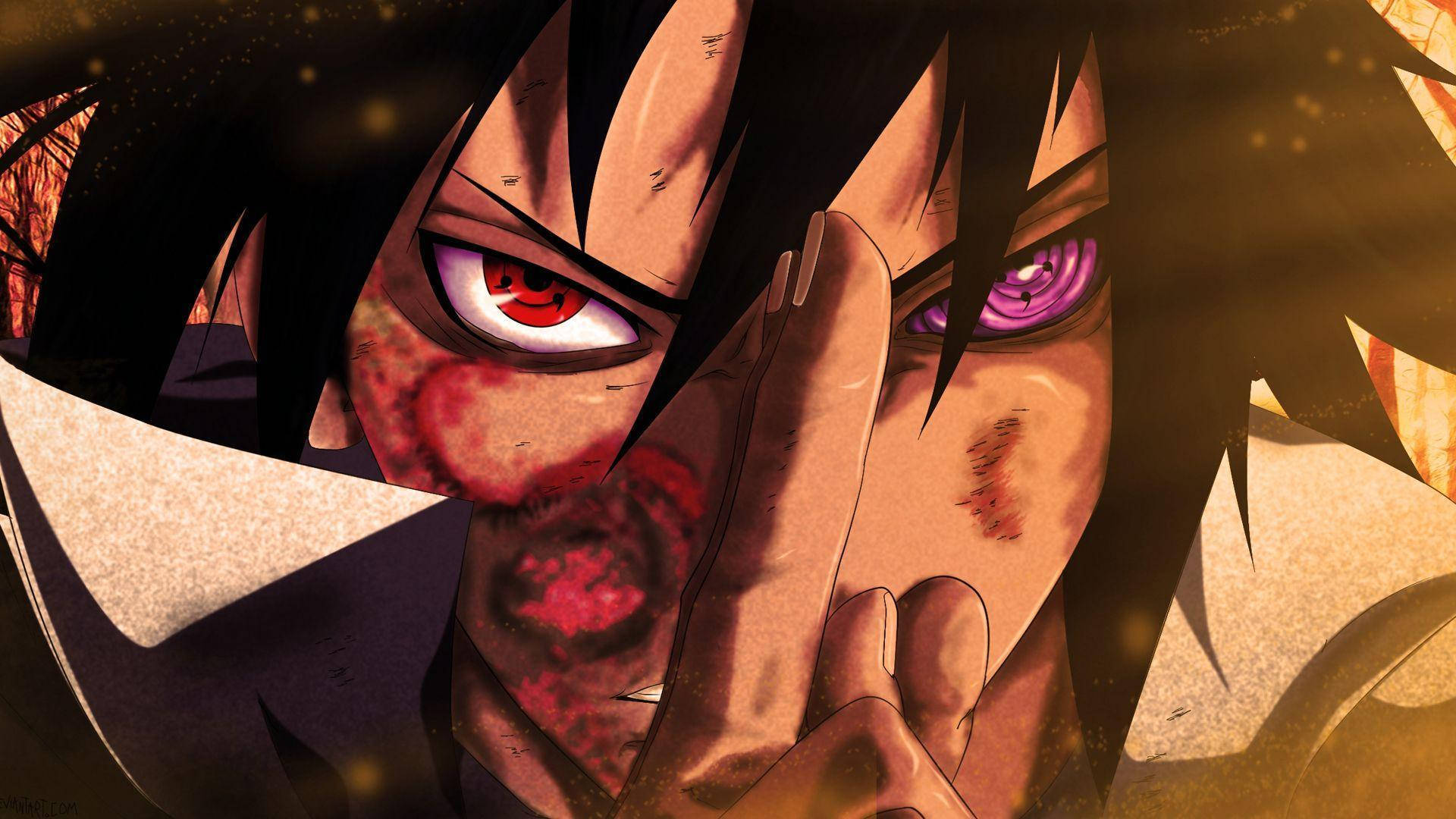 Agtergrond van Sasuke Uchiha wat gevaarlik en dodelik is.