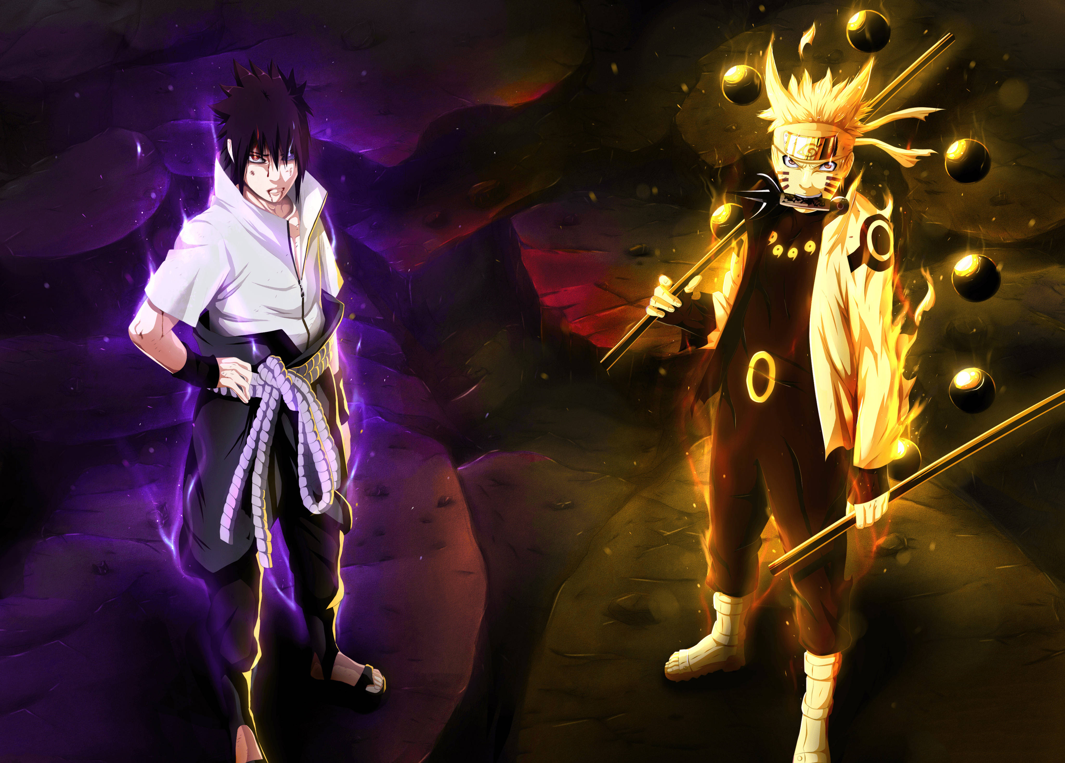 Sasuke en Naruto 4K Aura Muurpapier