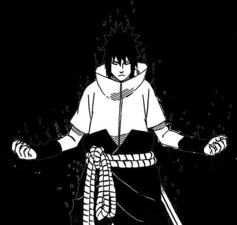 Sasuke Mediteer in Donkerte Muurpapier