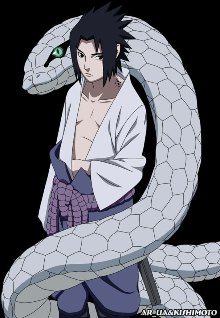 Sasuke met Reuse Slang Muurpapier