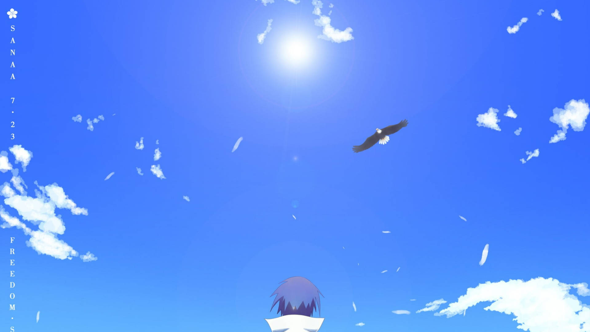 Sasuke onder blou sonnige hemel behangpapier.