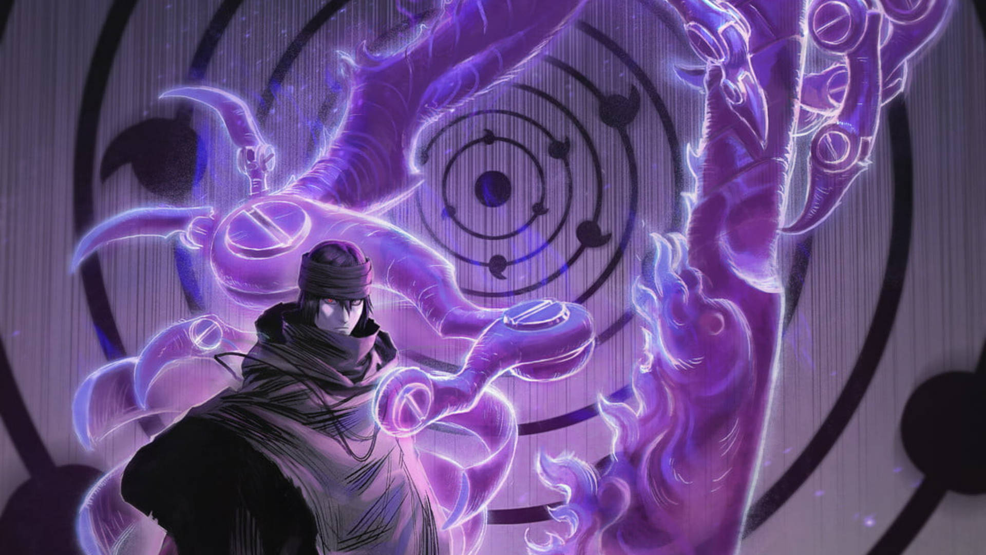 Sasuke Rinnegan Dōjutsu pers agtergrond.