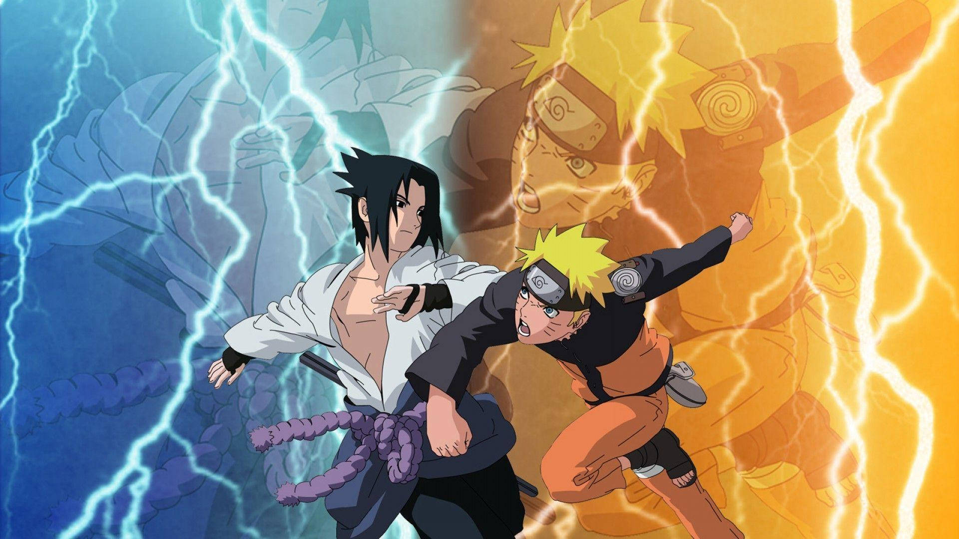 Sasuke teenoor Naruto Skootrekenaar Illustrasie Muurpapier