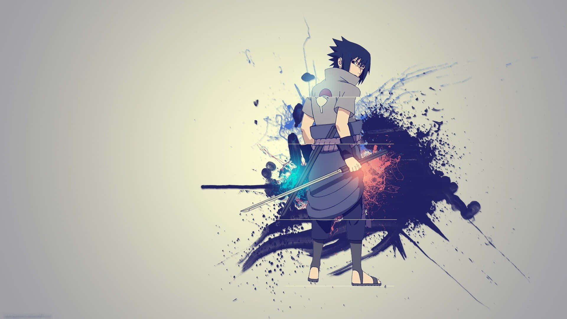 Sasuke Uchiha gereed vir geveg met sy Sharingan Muurpapier