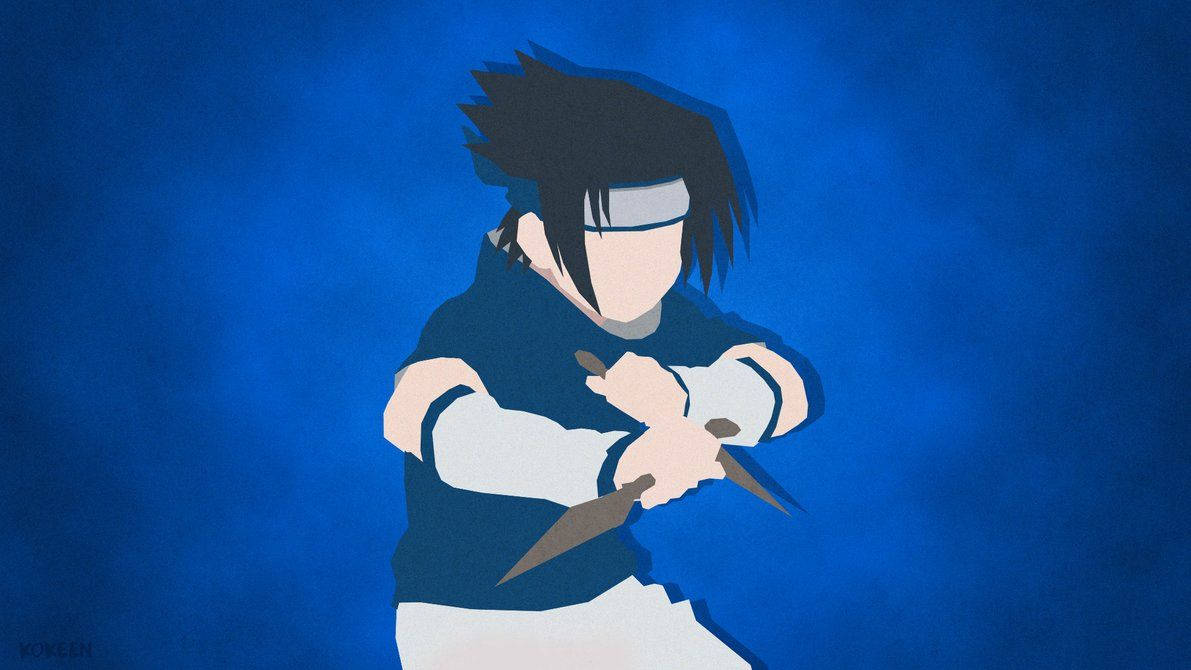 Agtergrond van Sasuke Uchiha wat kunai-wapens hanteer.