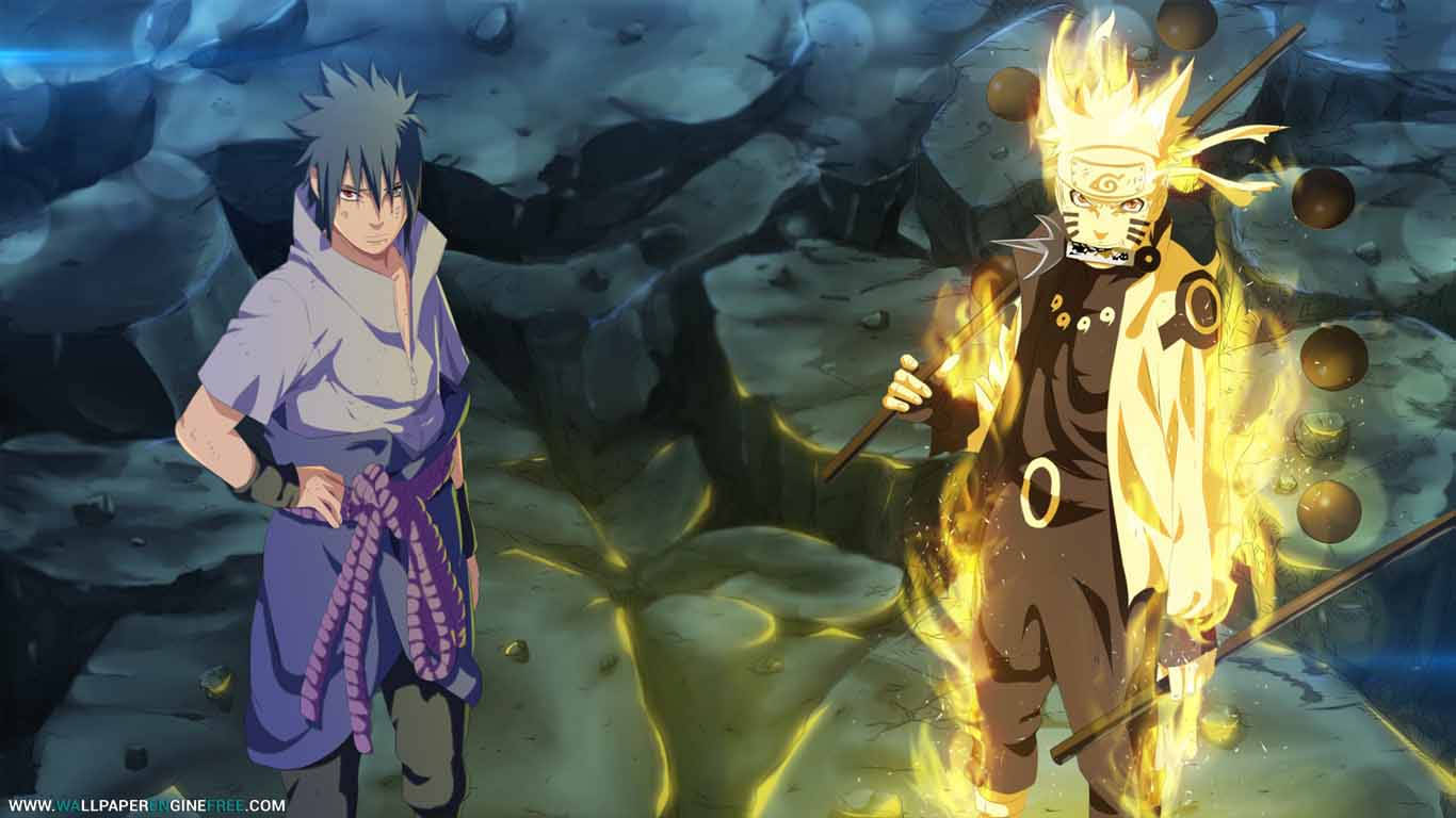 Sasuke en Naruto Ses Paaie Sage Modus behangpapier.