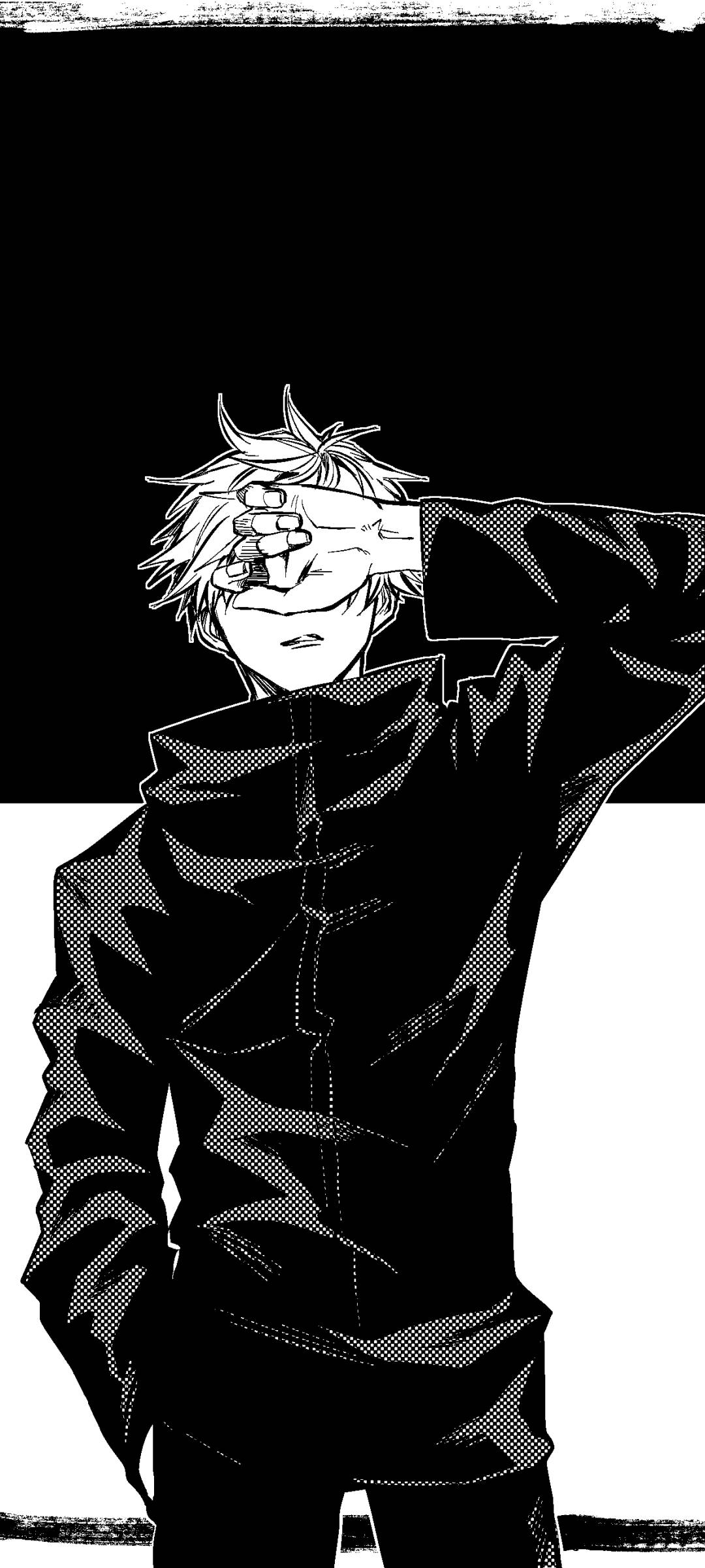 Satoru Gojo Monochroom Kuns Jujutsu Kaisen Foon Muurpapier
