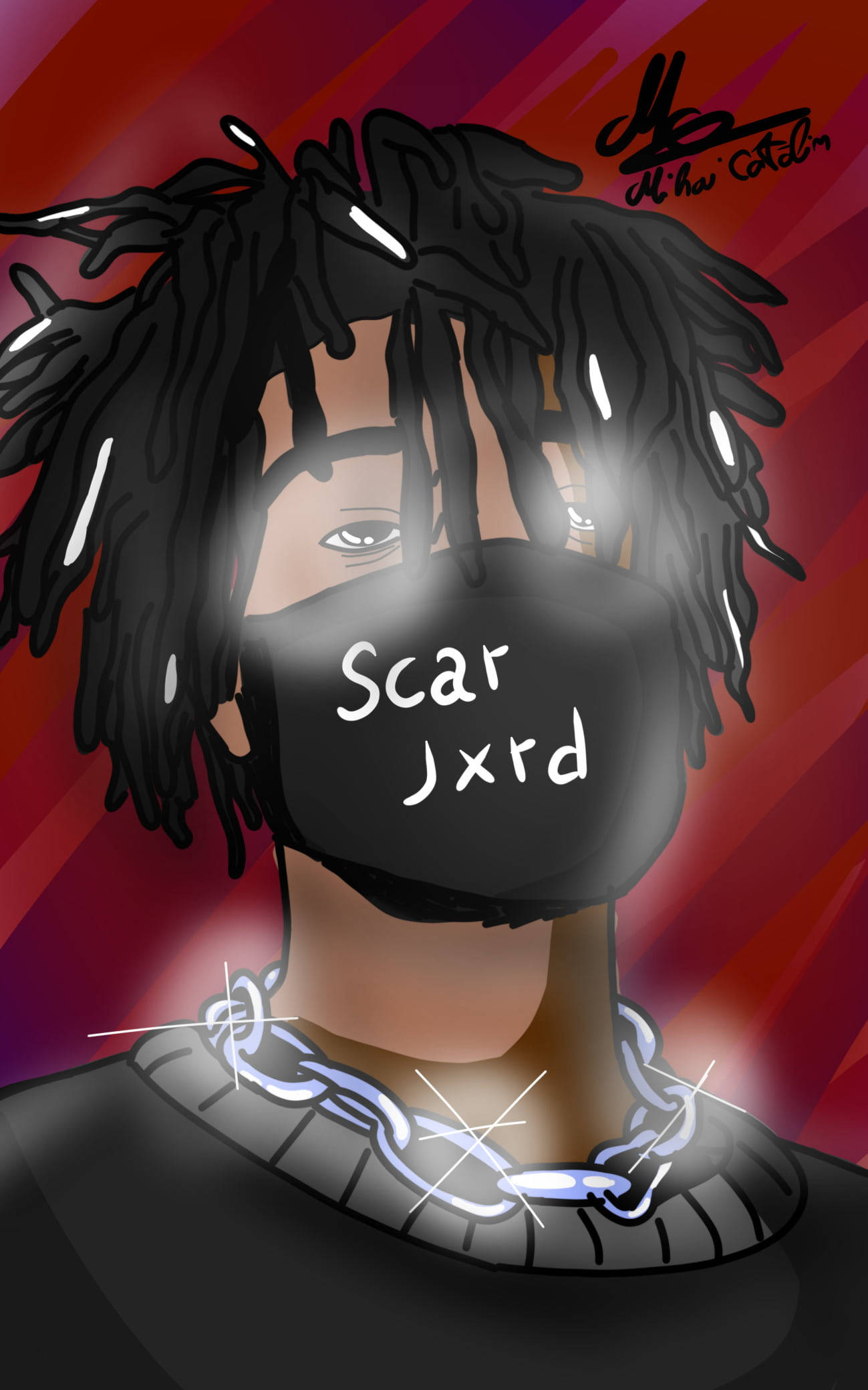Scarlxrd Rooi Aanhangerkuns Muurpapier