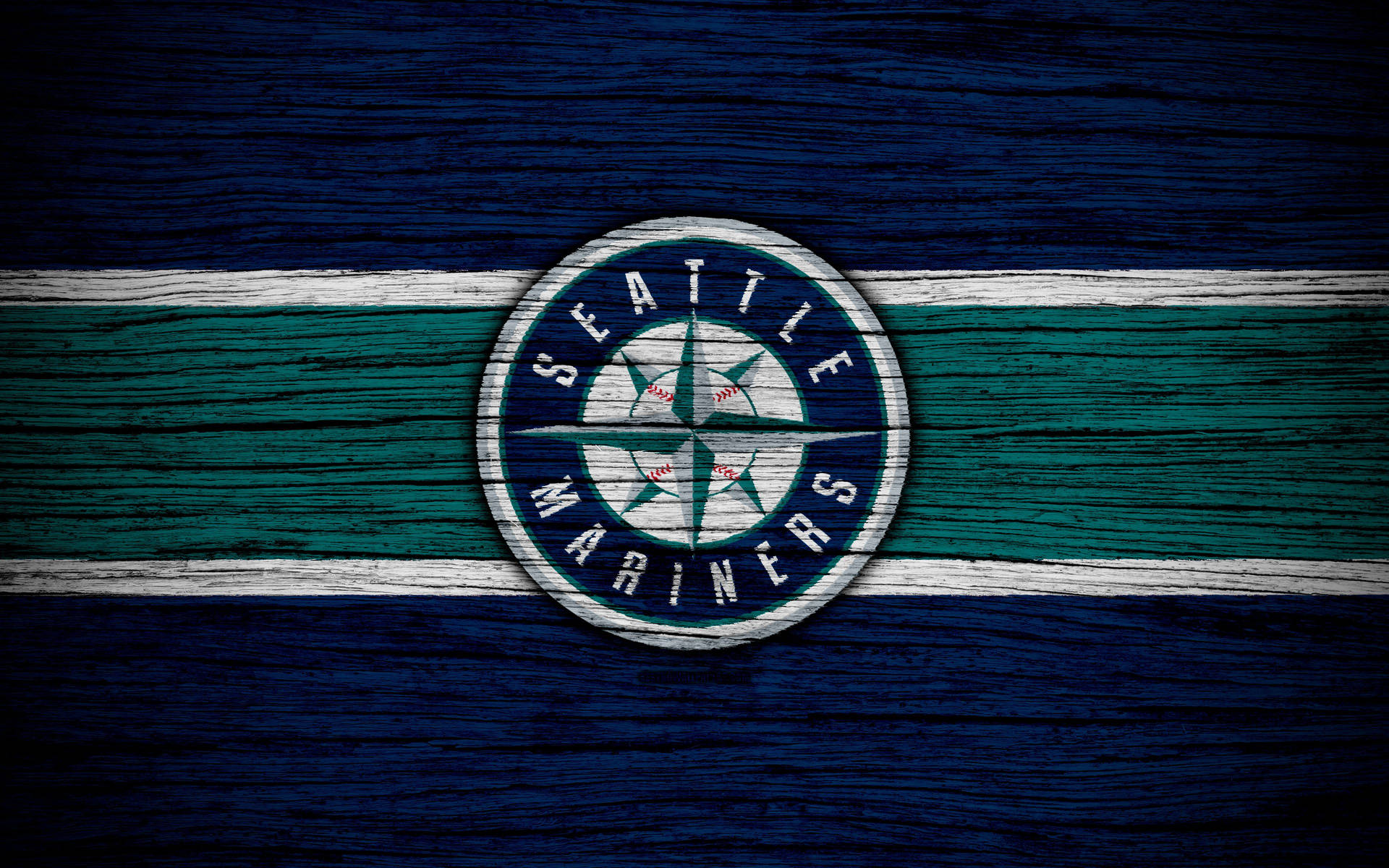 Seattle Mariners met houtpatroon agtergrond
