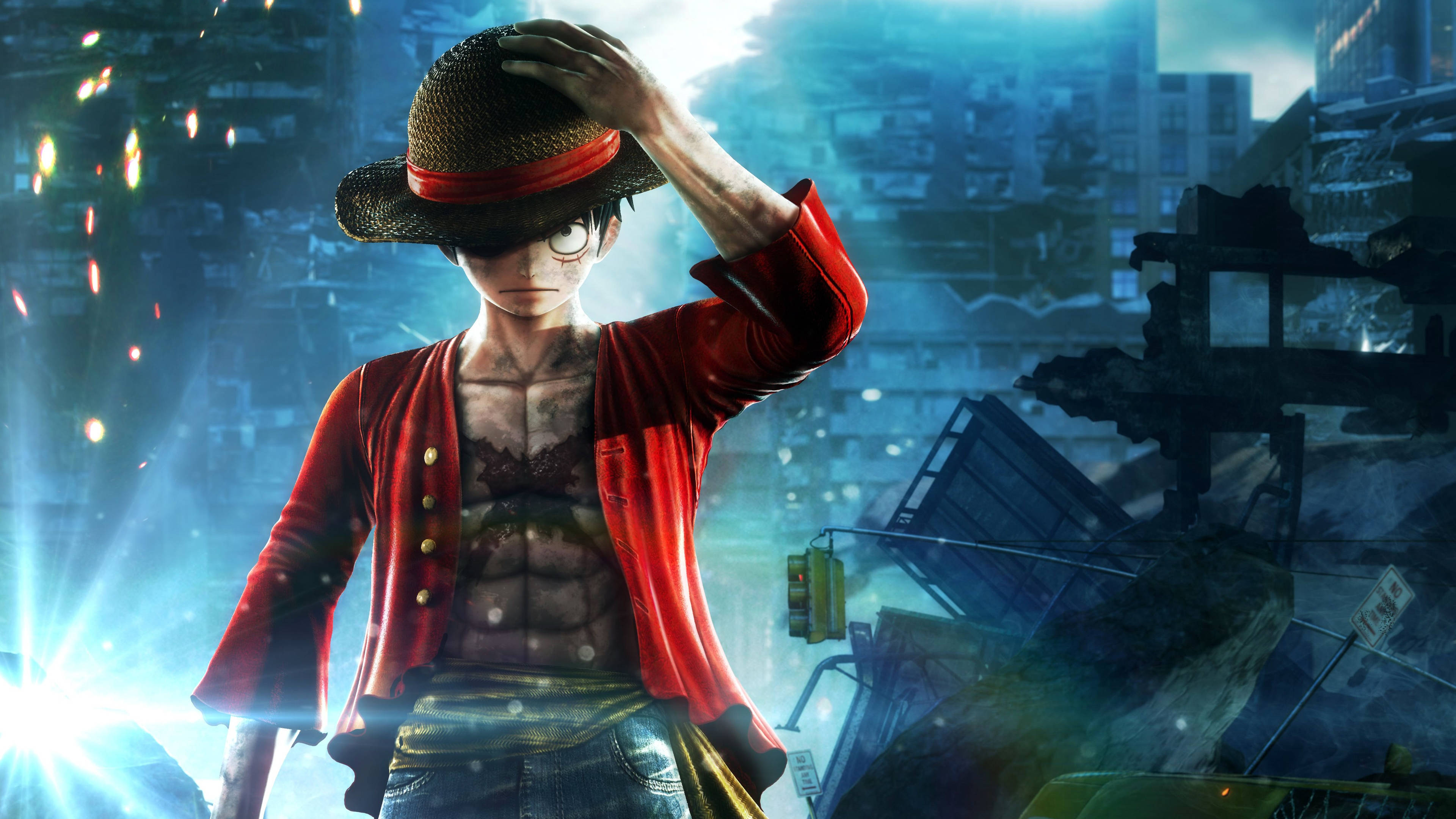 Seerower Luffy En Skip Muurpapier