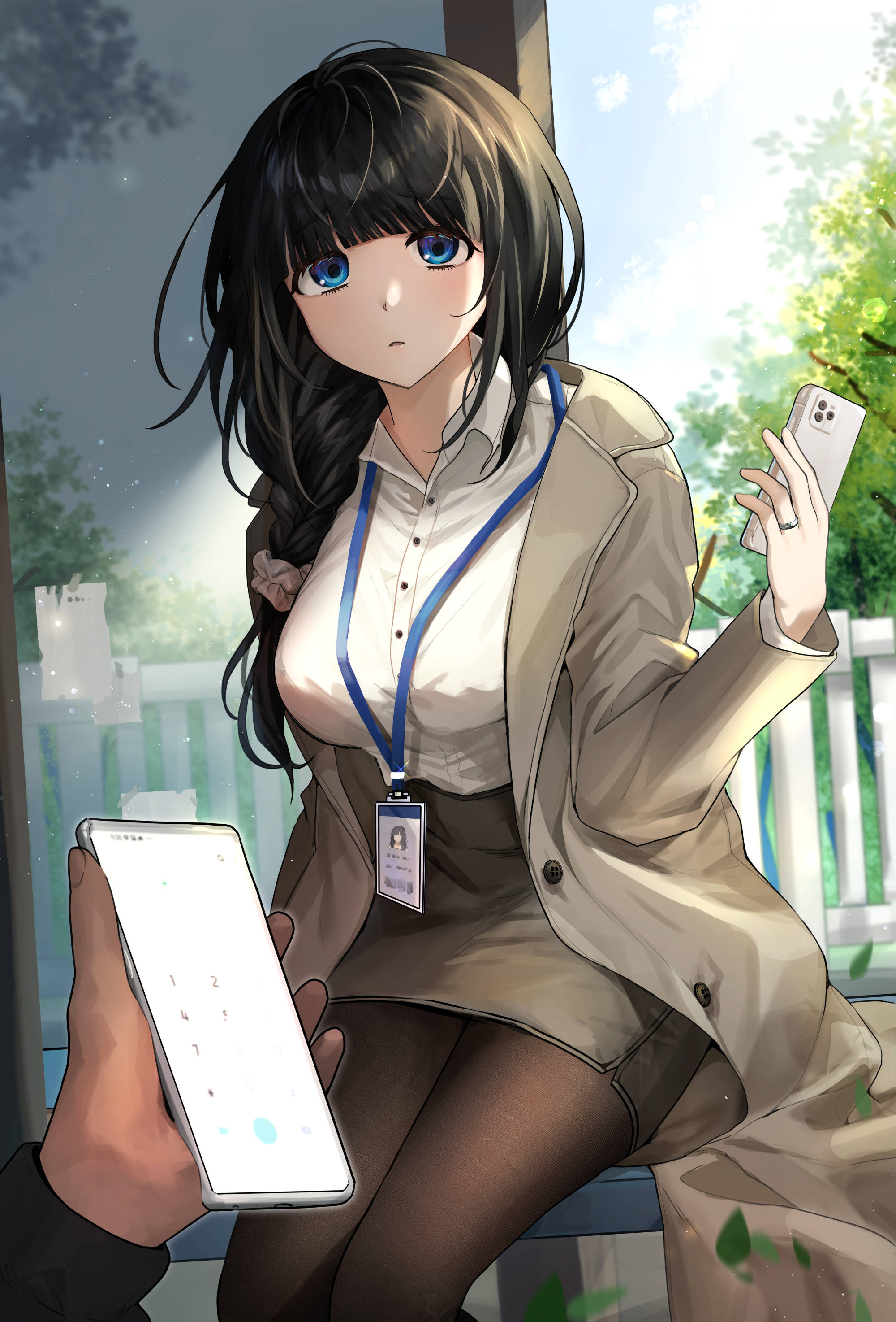 Seksie Kantoor Meisie Anime Foon Muurpapier