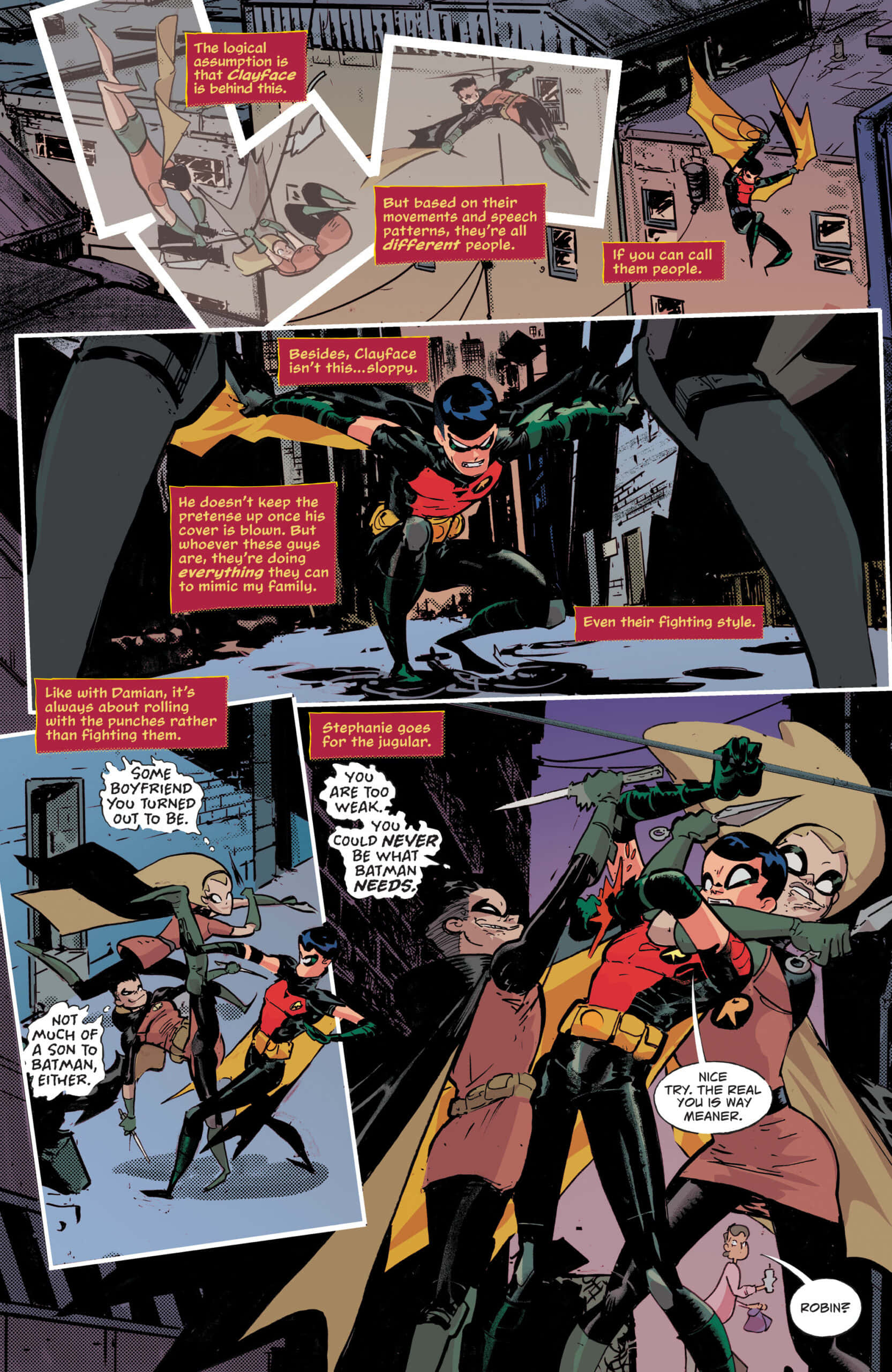 Selfversekerde Tim Drake wat superheldvaardighede ten toon stel Muurpapier