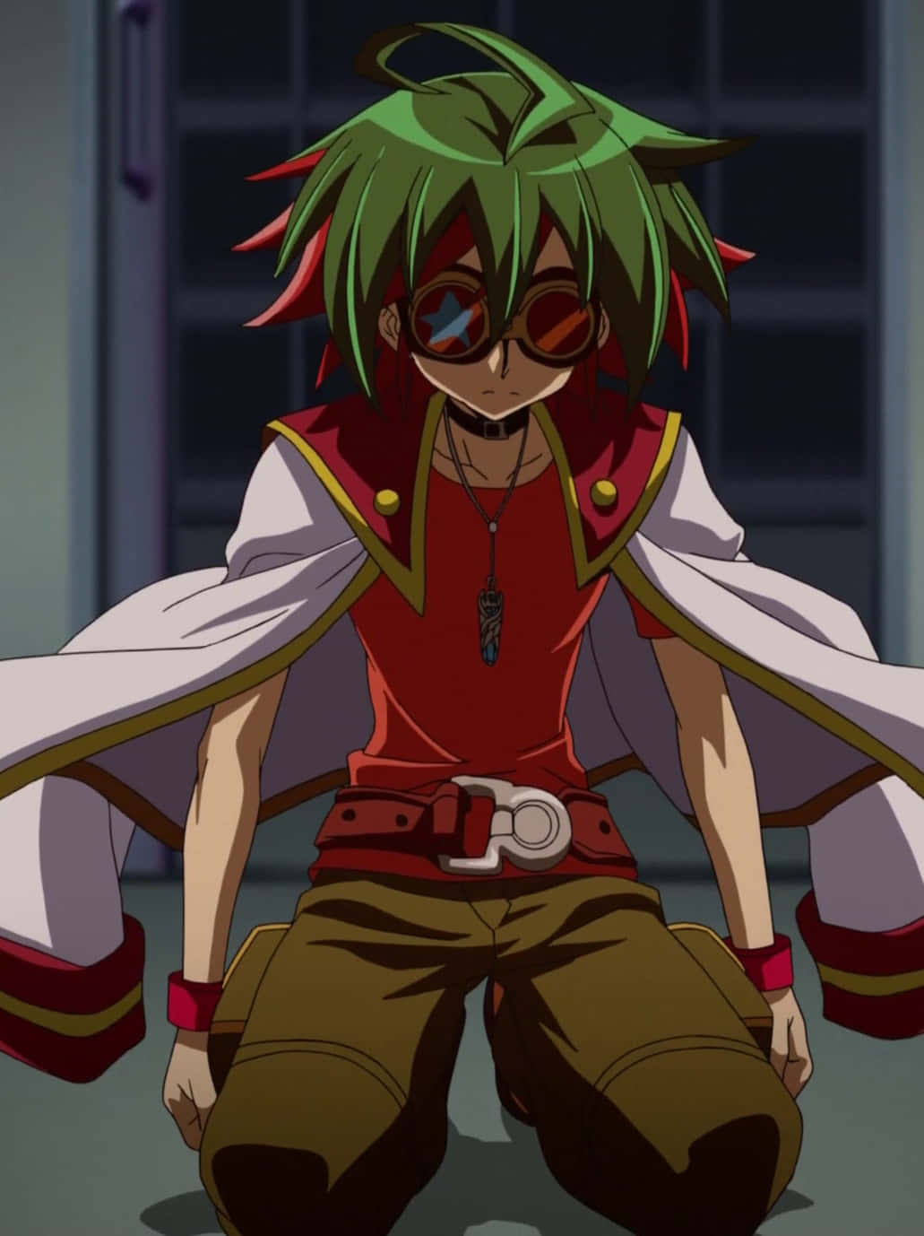 Selfversekerde Yuya Sakaki met sy duelskýf - Yu-Gi-Oh! ARC-V Muurpapier