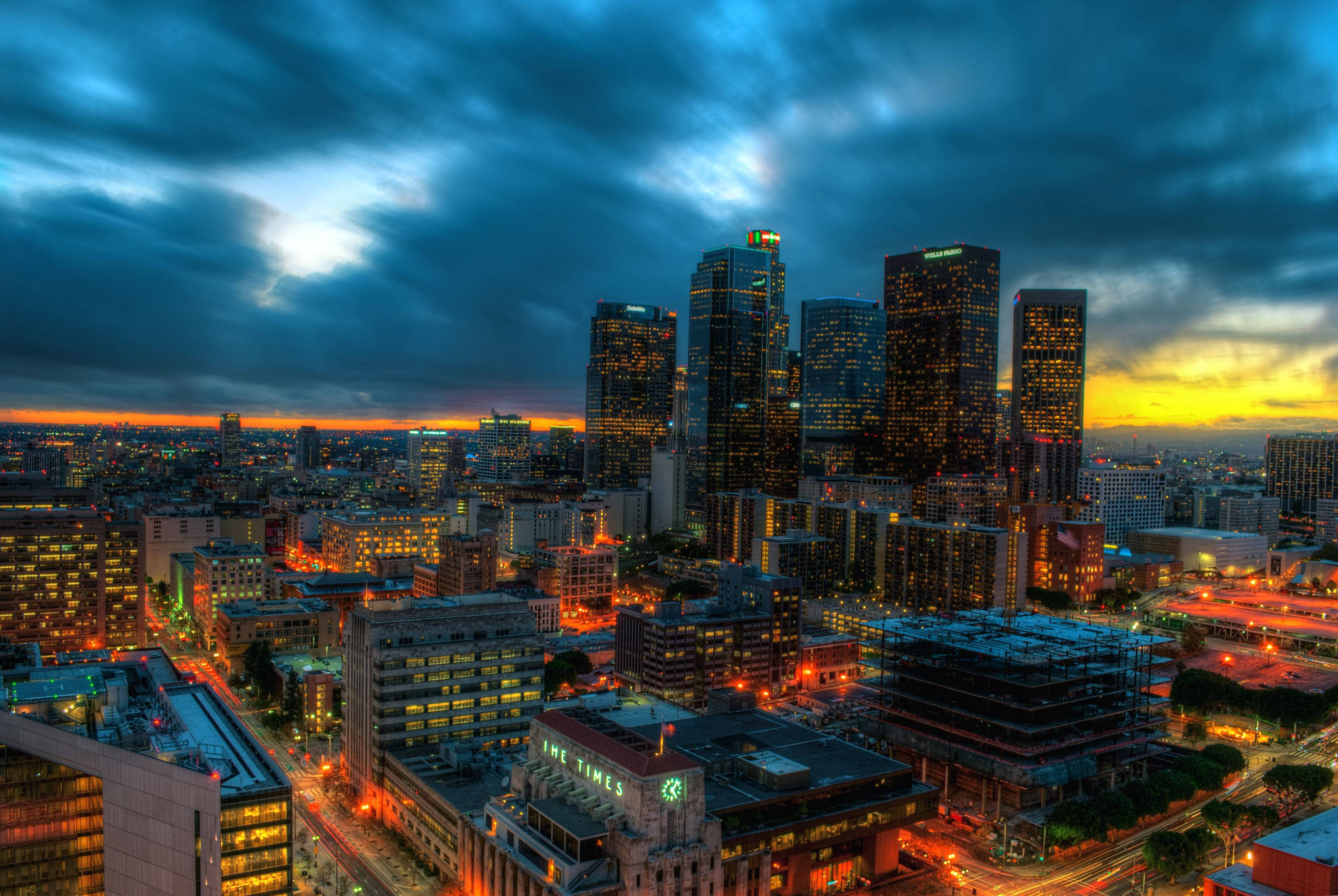 Sentrale Los Angeles Sonsondergang Muurpapier