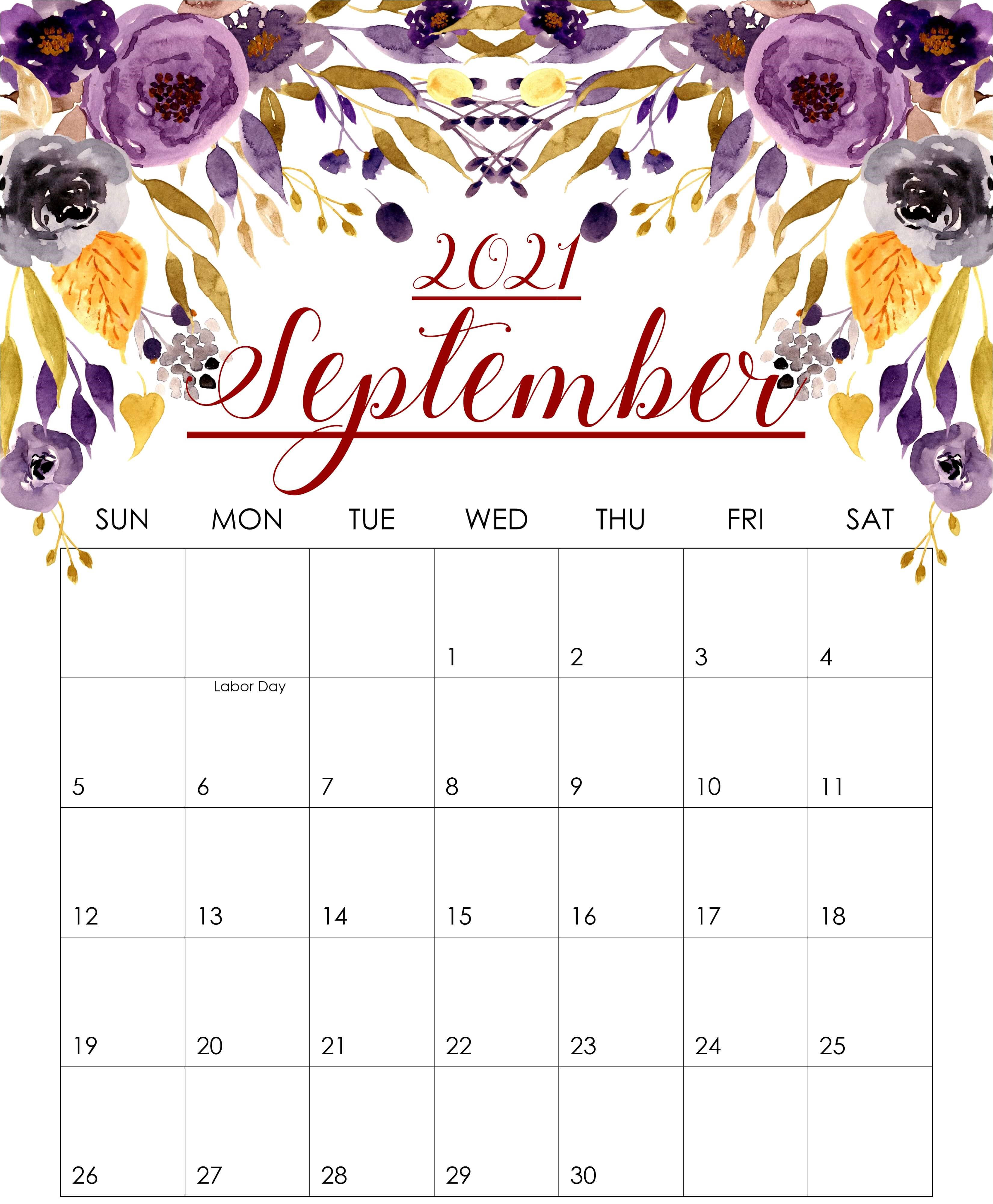 September 2021 Pers Blomme Kalender Muurpapier