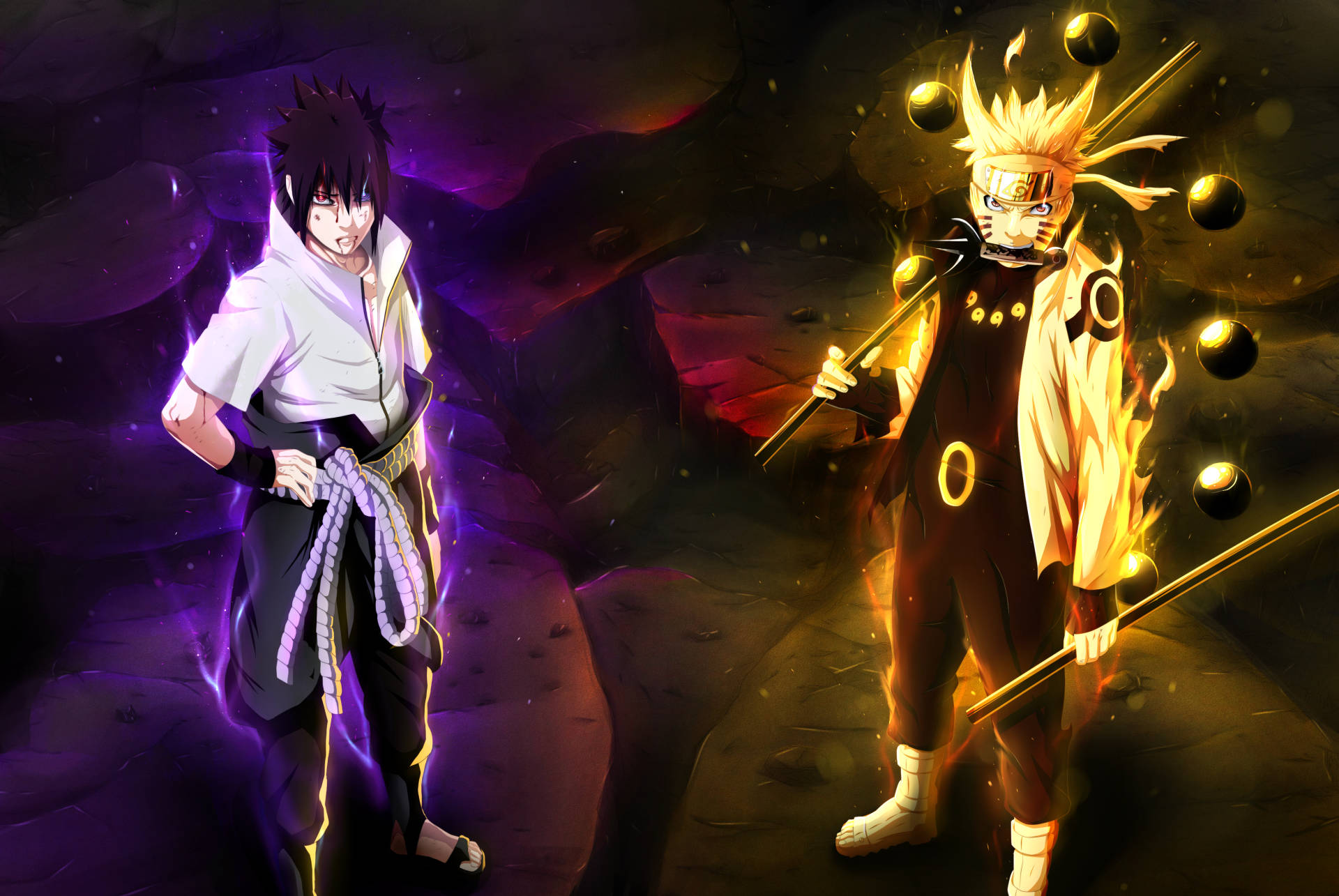 Ses Paaie van Sasuke en Naruto Skootrekenaar Muurpapier