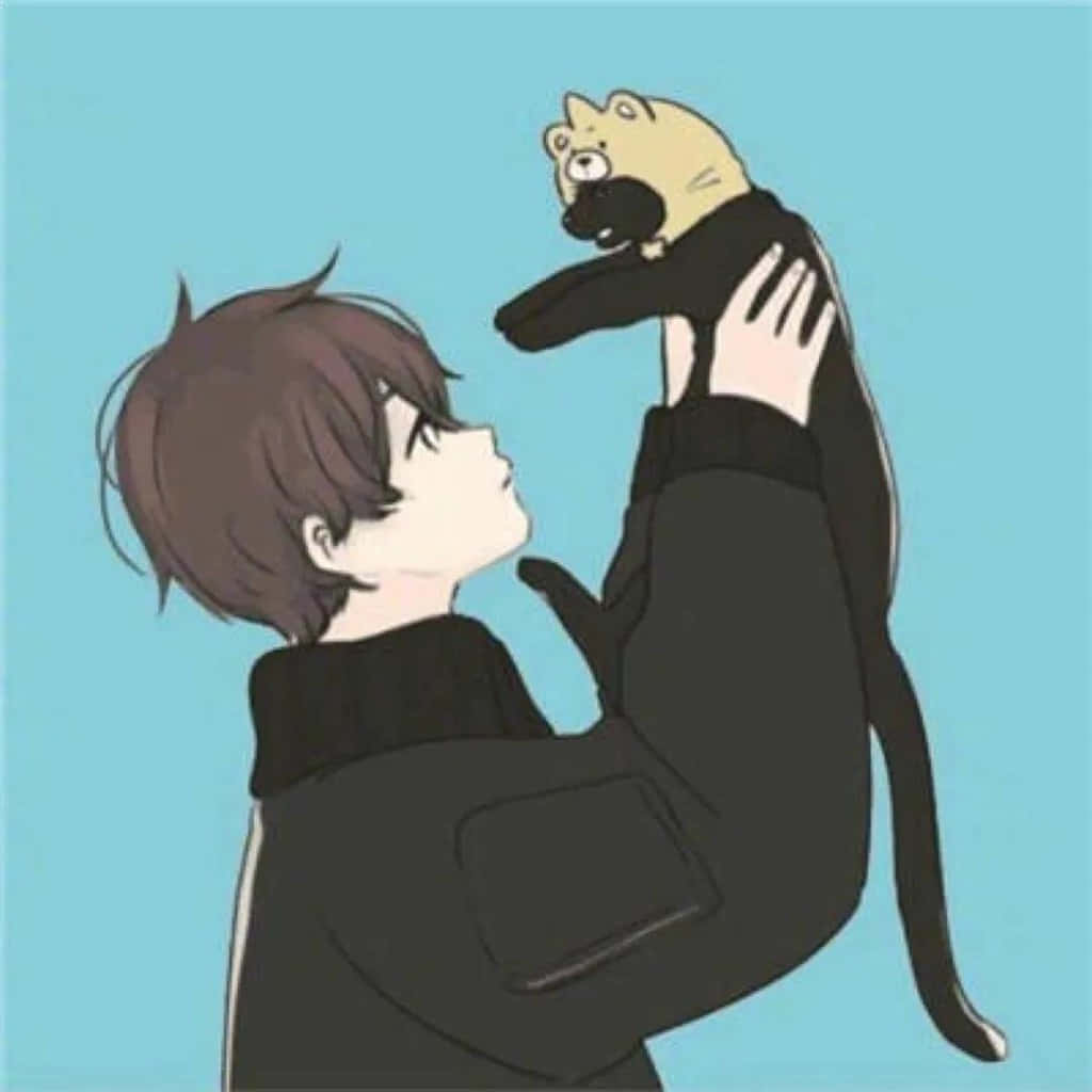 Seun met Kat Passende Anime Profielfoto Muurpapier