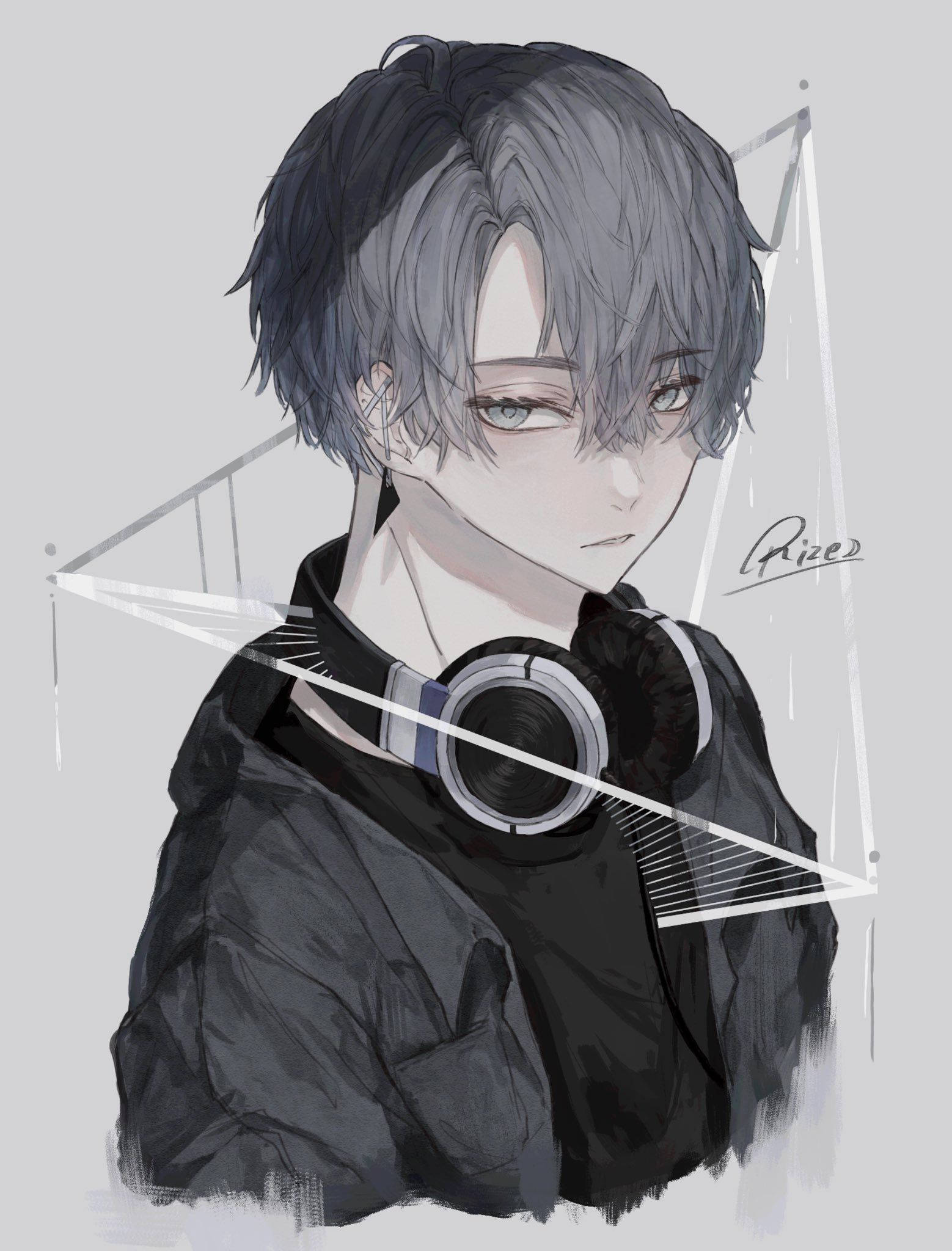Seun Met Oorfone Edgy Anime Profielfoto Muurpapier