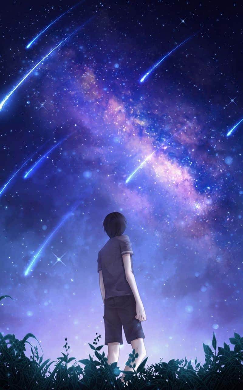 Seun wat opkyk na naghemel anime Muurpapier