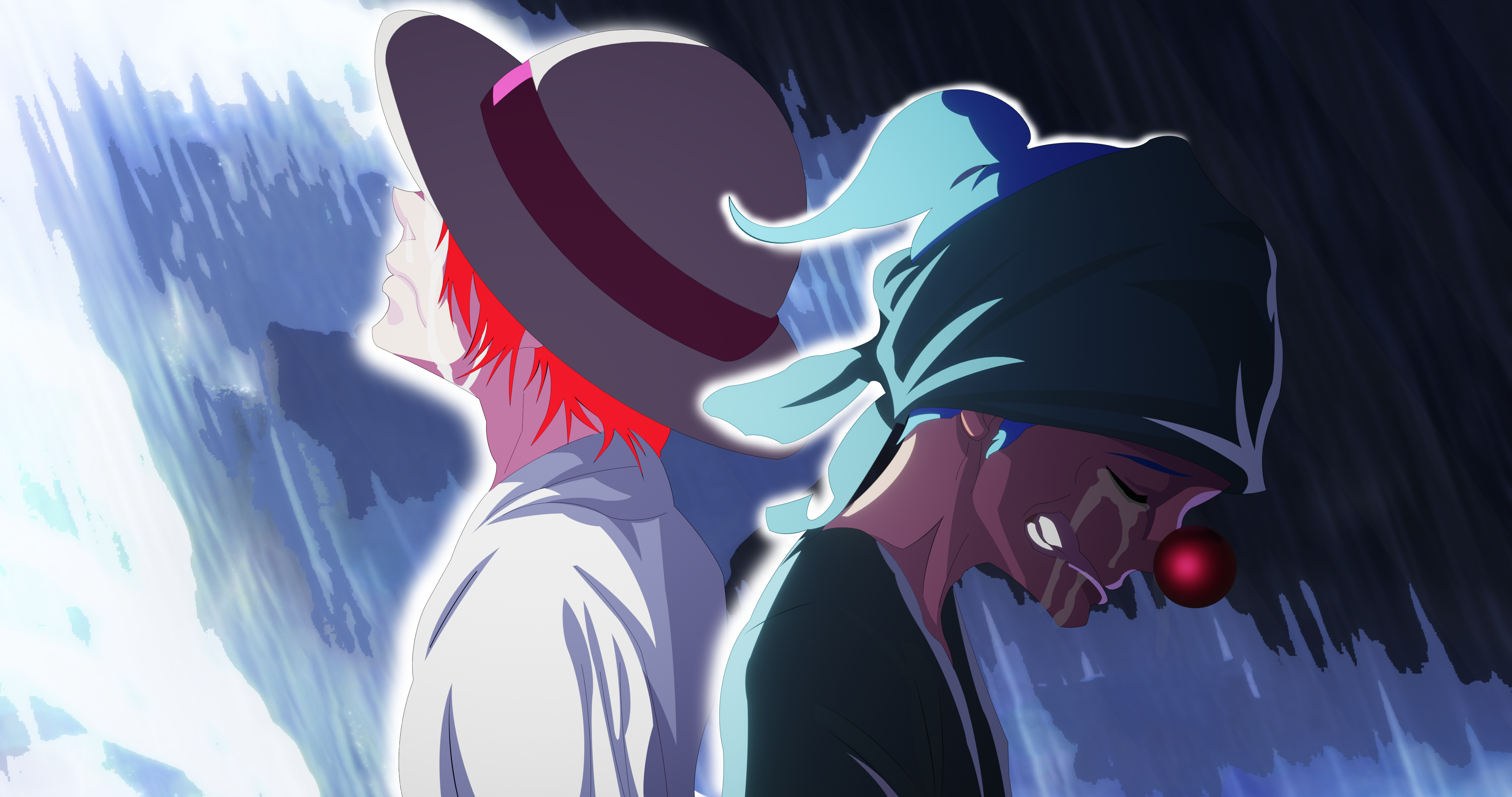 Shanks en Buggy hartseer 4K-agtergrond Muurpapier