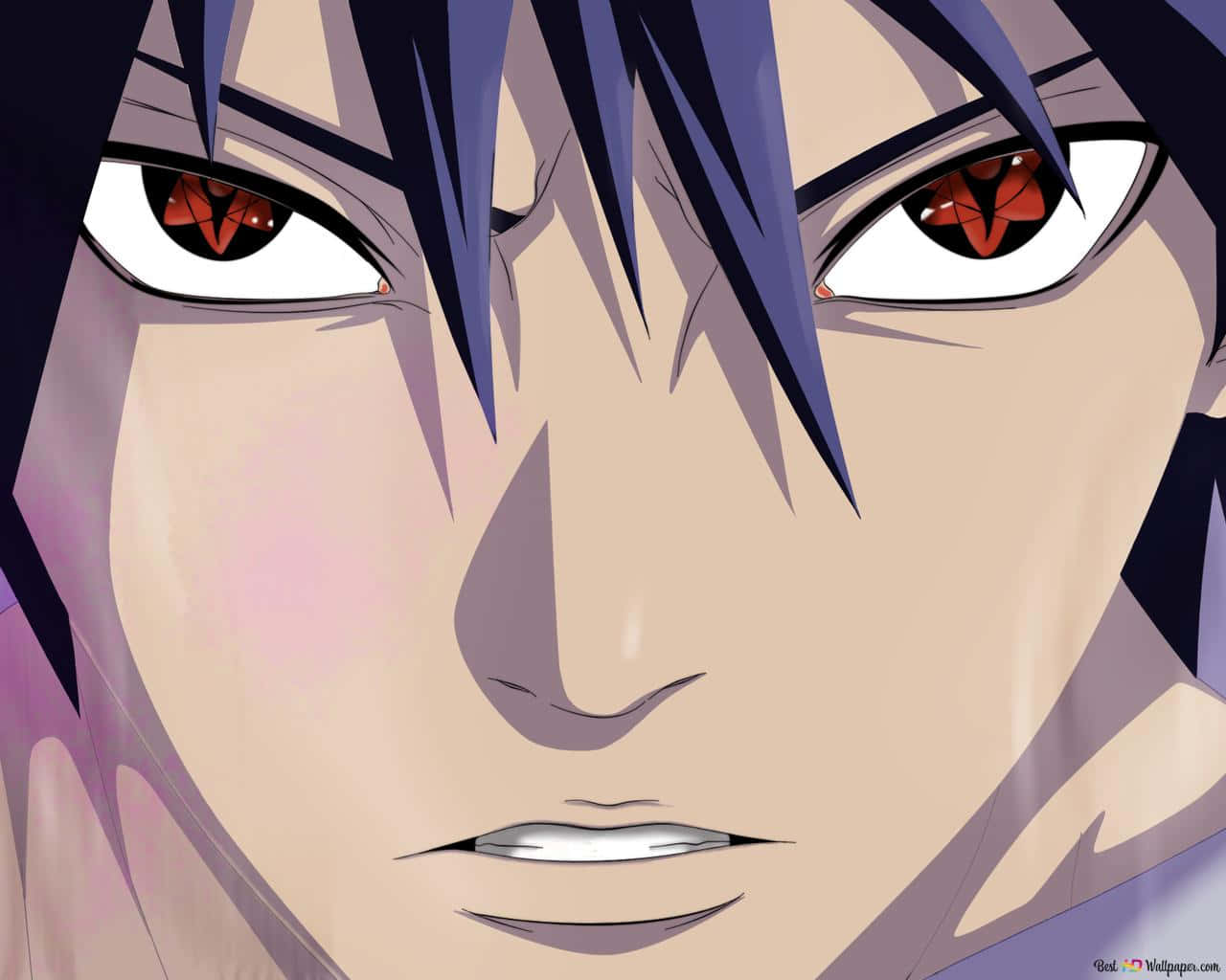 Sharingan Geaktiveer – Sasuke Gereed om te Veg Muurpapier