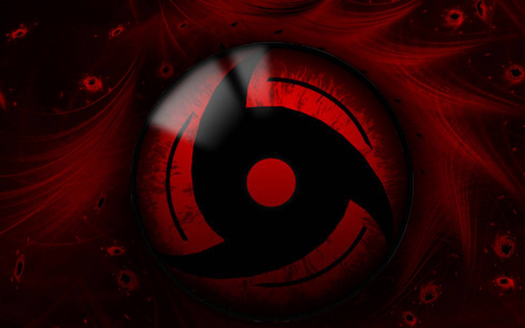 Sharingan lewendige rooi estetiese golwe en deeltjies — Rooi estetiese GIF Muurpapier
