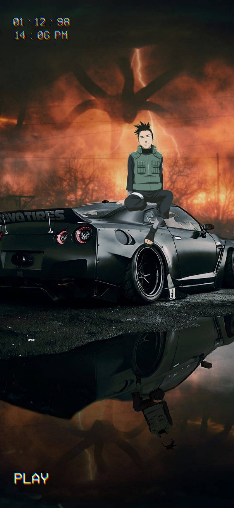 Shikamaru Op 'n Motor Anime Muurpapier