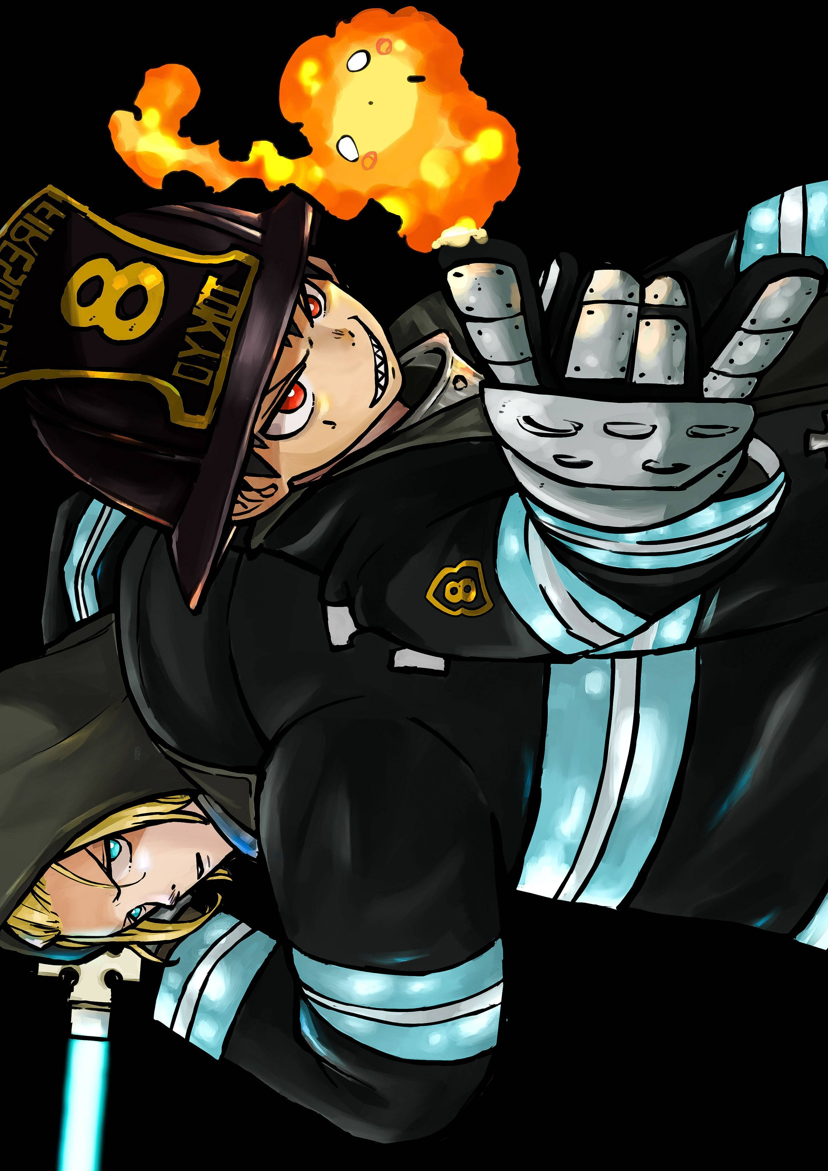 Shinra en Arthur neem die Infernal aan Muurpapier