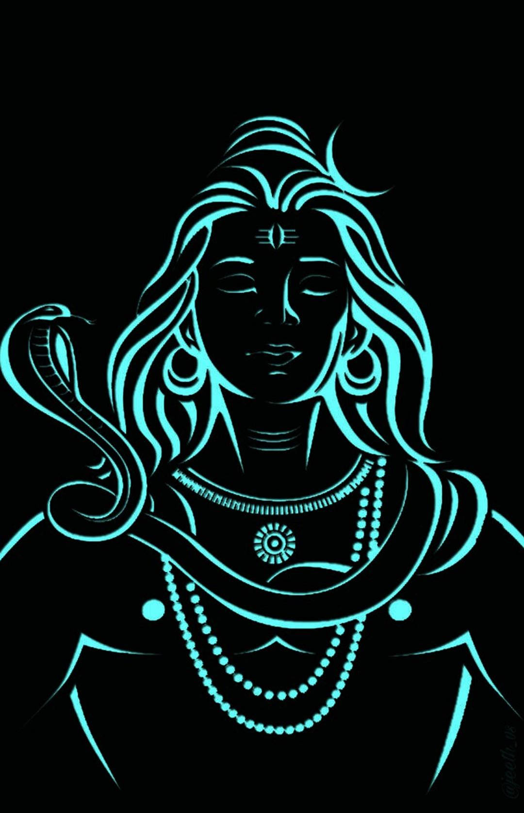 Shiva God Van Mahakal In Neon HD Muurpapier