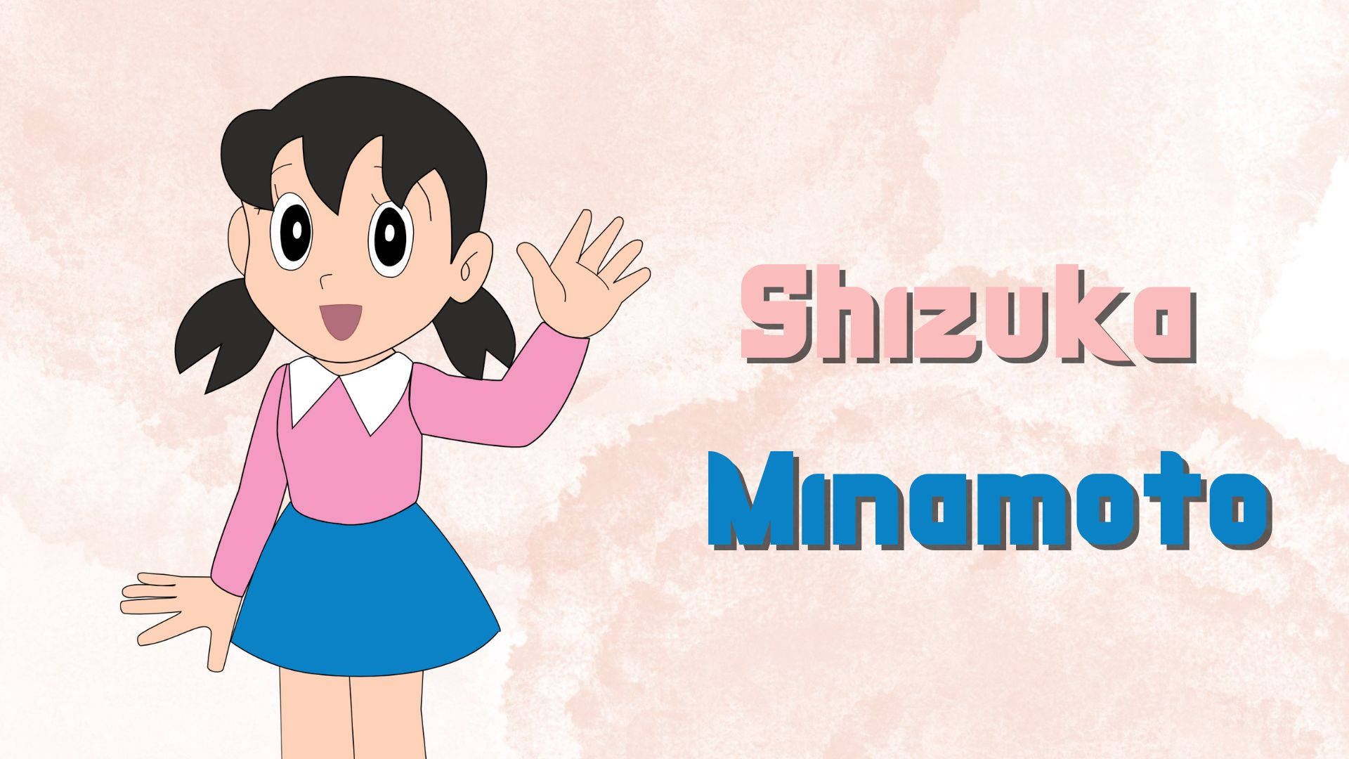 Shizuka Doraemon Pastel Pienk Muurpapier