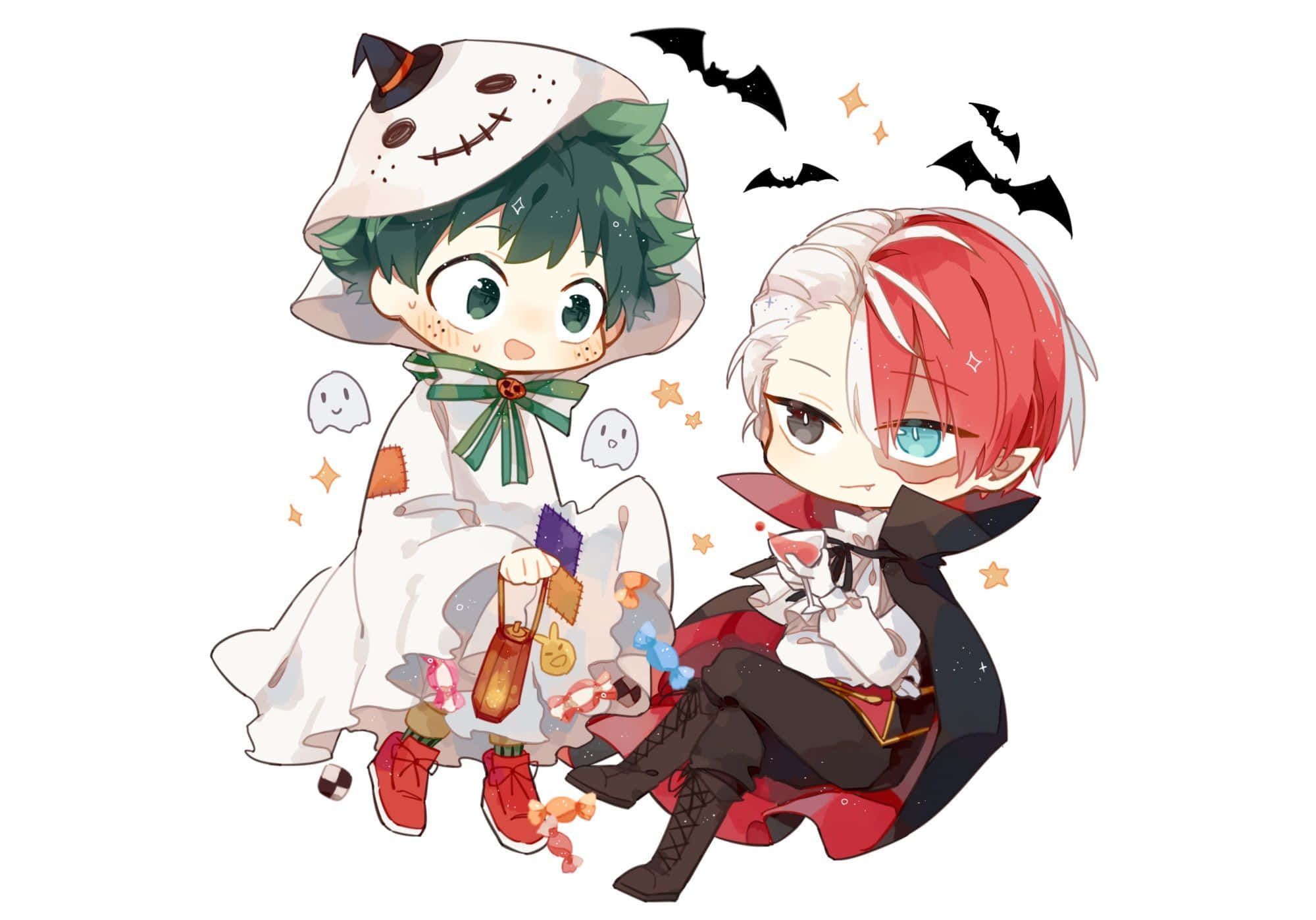 Shoto Todoroki en Izuku Midoriya My Hero Academia Halloween Muurpapier