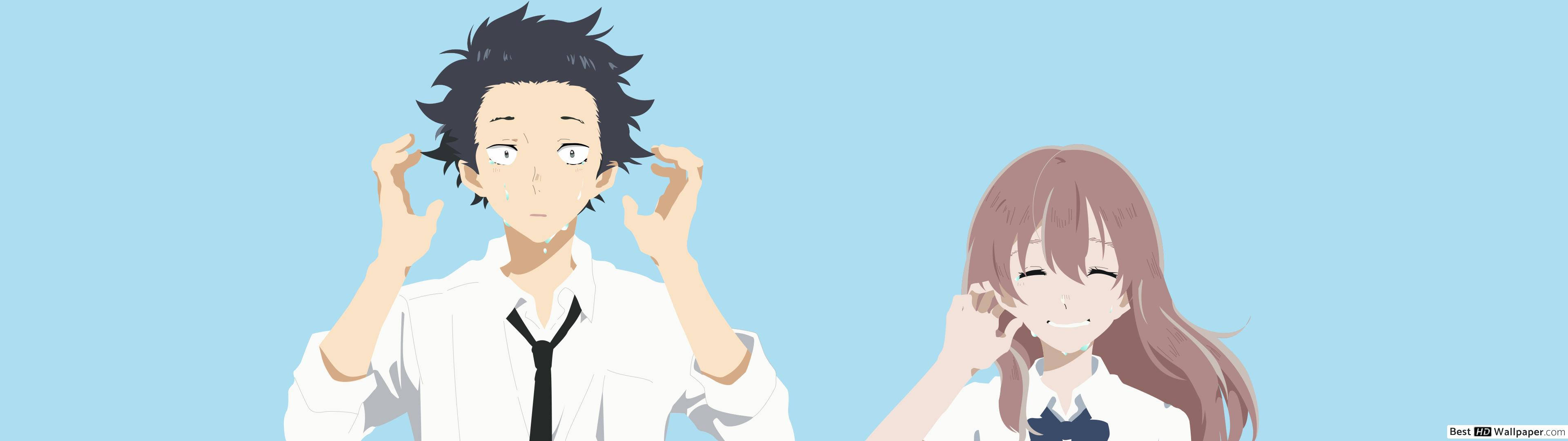 Shouko Nishimiya en Shoya Ishida in A Silent Voice. Muurpapier