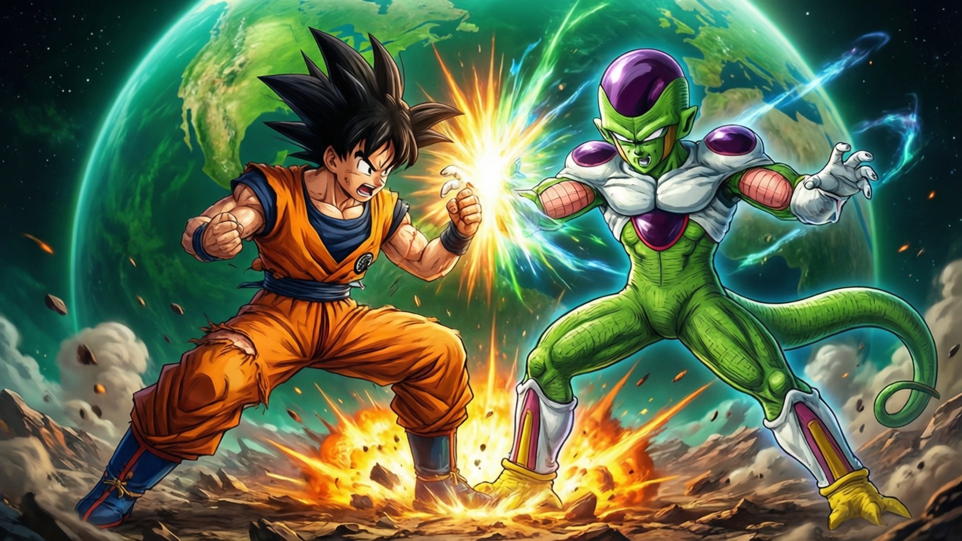 Showdown op Namek Muurpapier