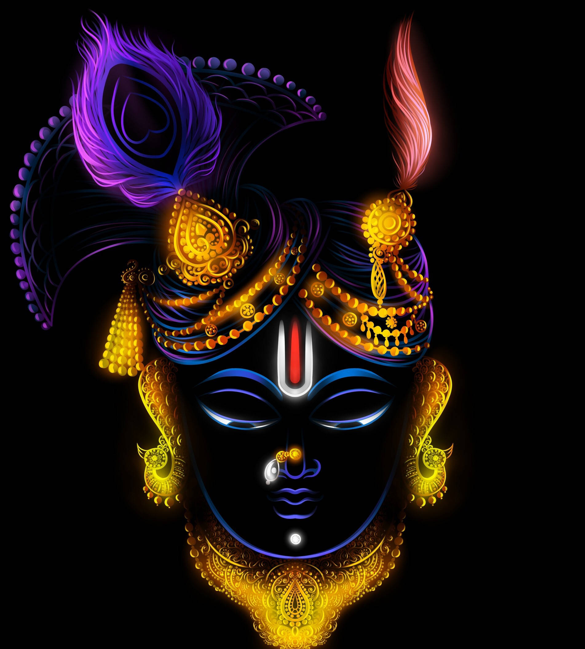 Shrinathji In Neon Kuns Muurpapier