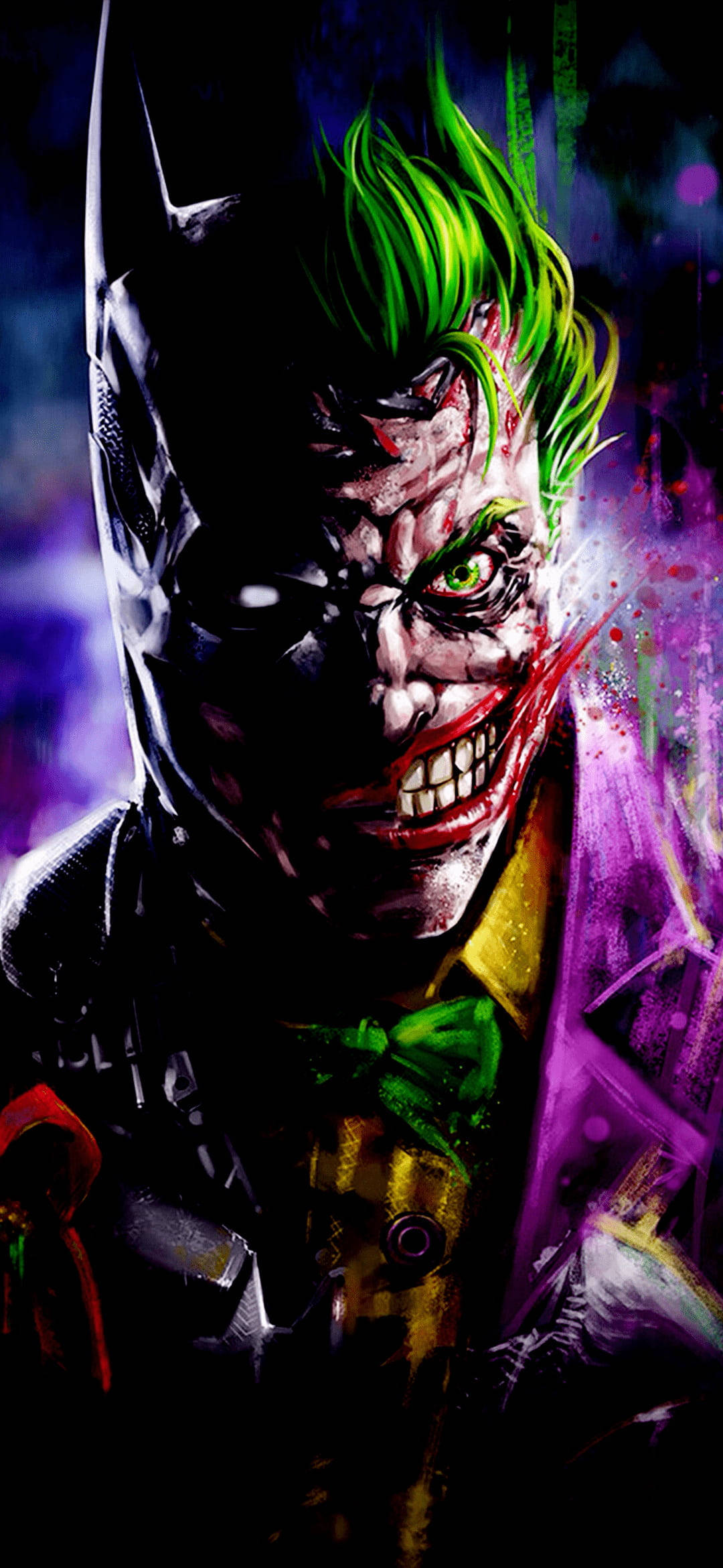 Siek Foon Gekombineerde Batman en Joker Muurpapier