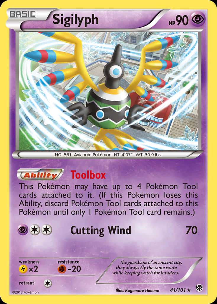 Sigilyph, die boeiende Psigiese voël Pokémon met Gereedskapkas-vermoë Muurpapier
