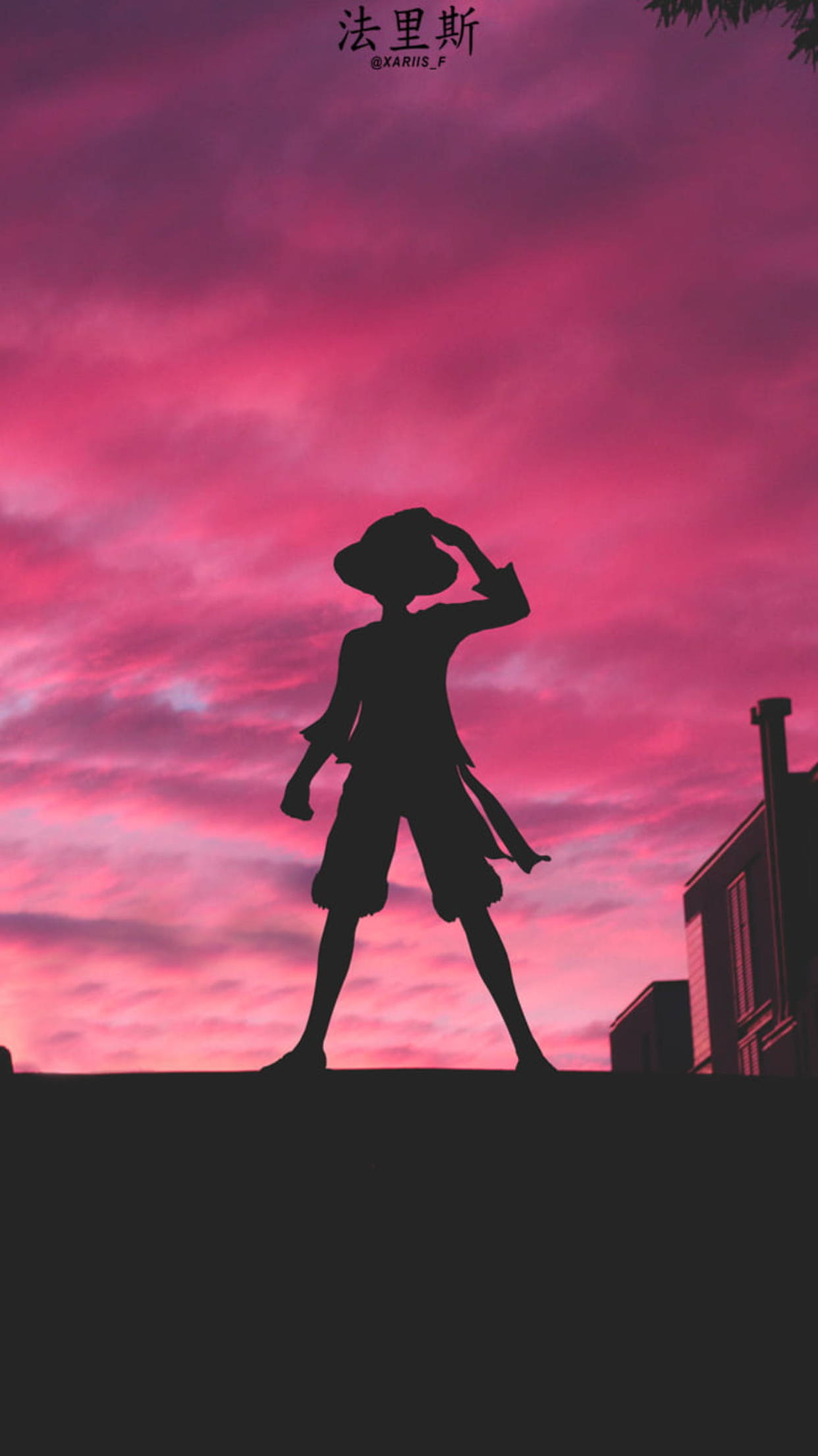 Silhouet van Luffy Esteties Muurpapier
