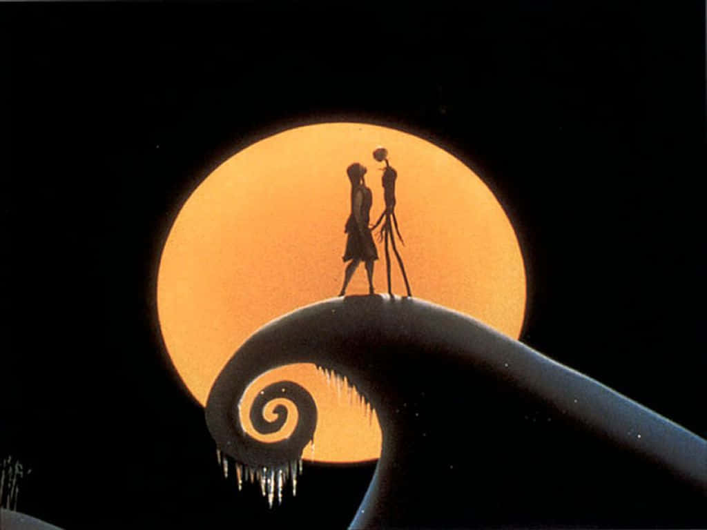 Silhouet van Sally en Jack Nightmare Before Christmas Muurpapier