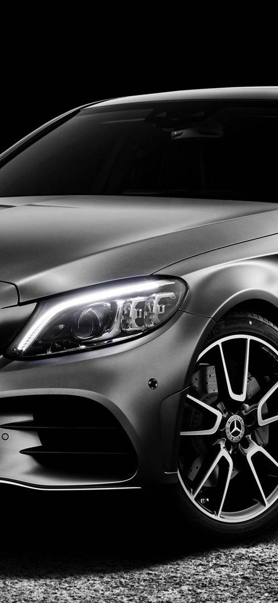 Silwer Mercedes Benz Koplig iPhone Muurpapier
