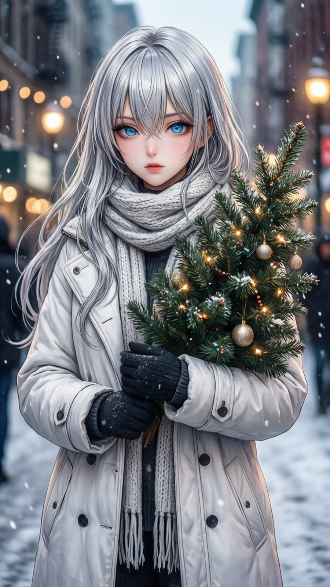 Silwer Winter-elegansie Muurpapier
