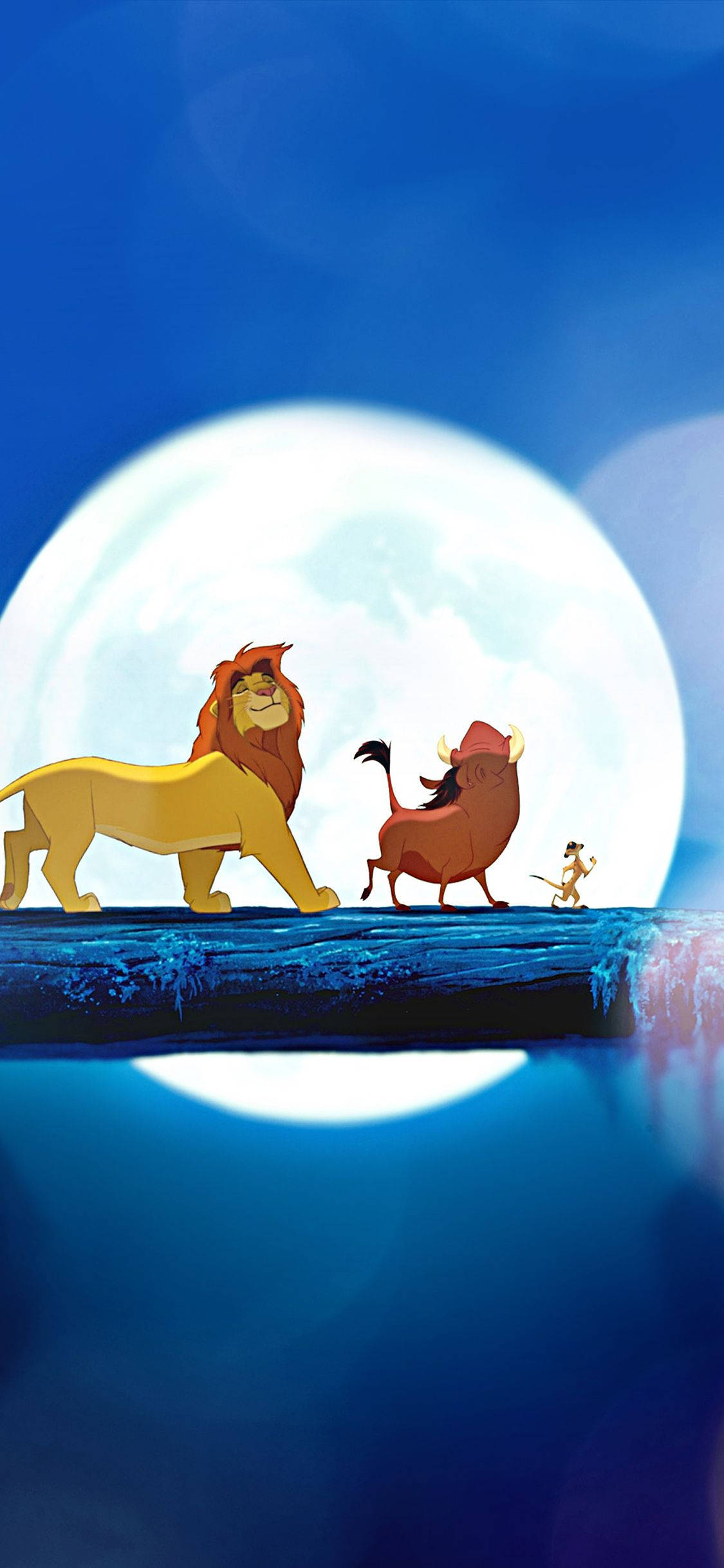 Simba kyk na die sonsopkoms oor die savanne Muurpapier