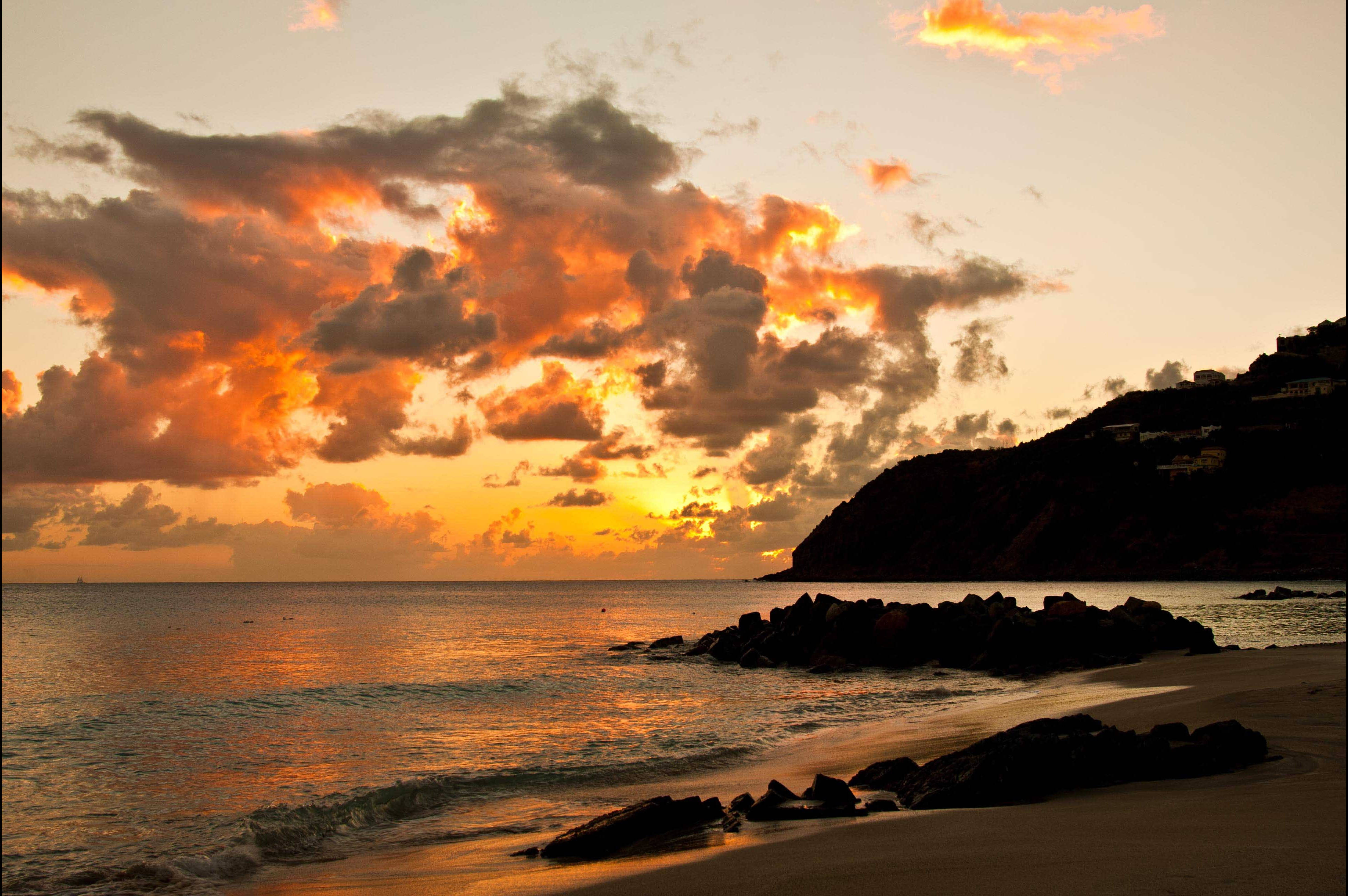Sint Maarten Pragtige Sonsondergang Muurpapier