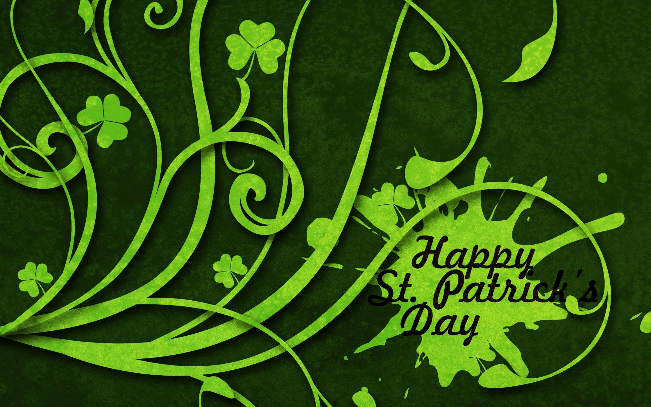 Sint Patricksdag met Groen Verfspatsel Muurpapier