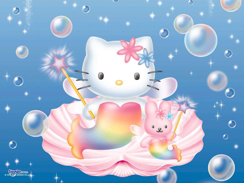 Sirene-konyn en Hello Kitty PFP Muurpapier