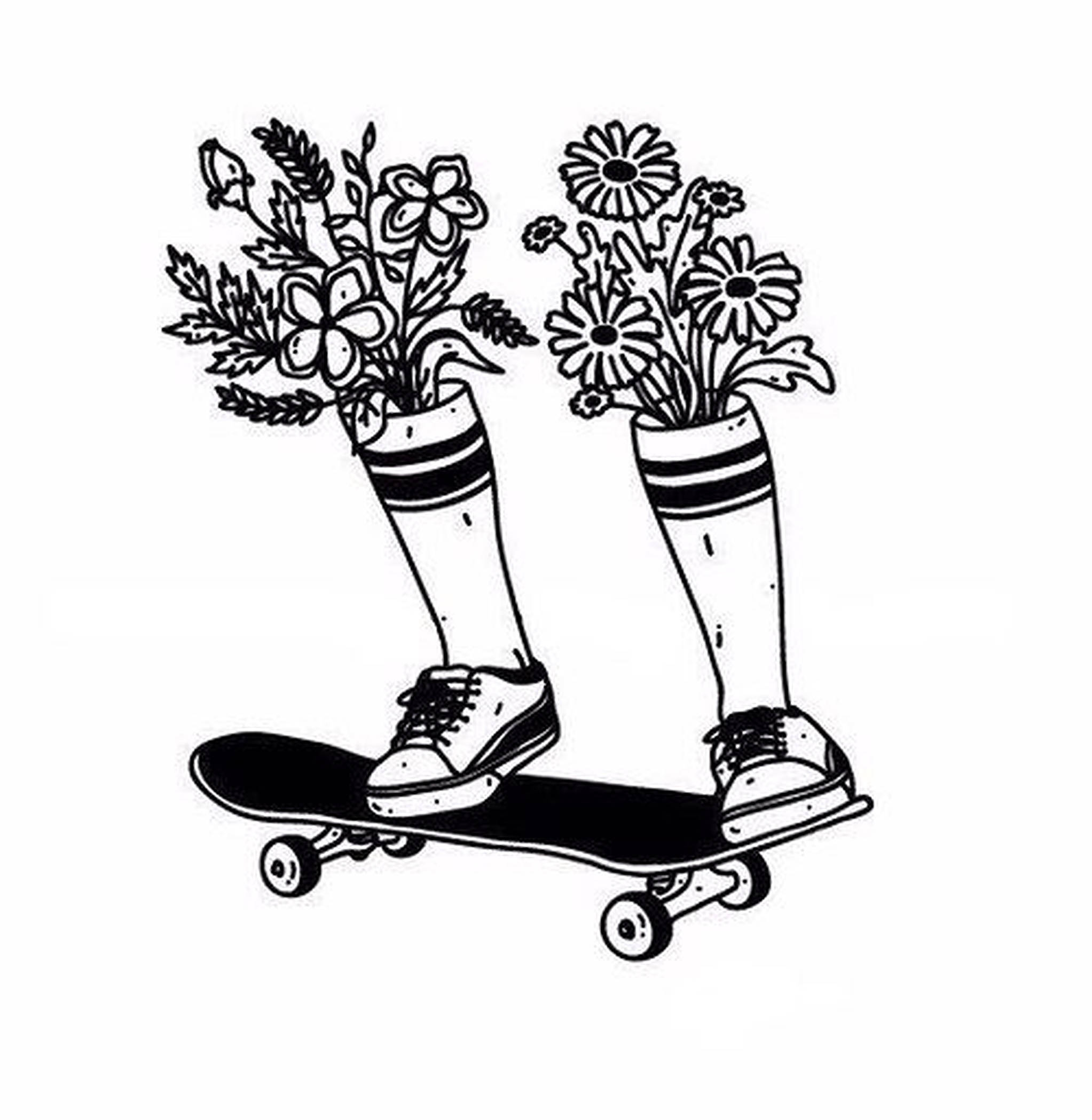 Skater Seun Estetiese Doodle Muurpapier
